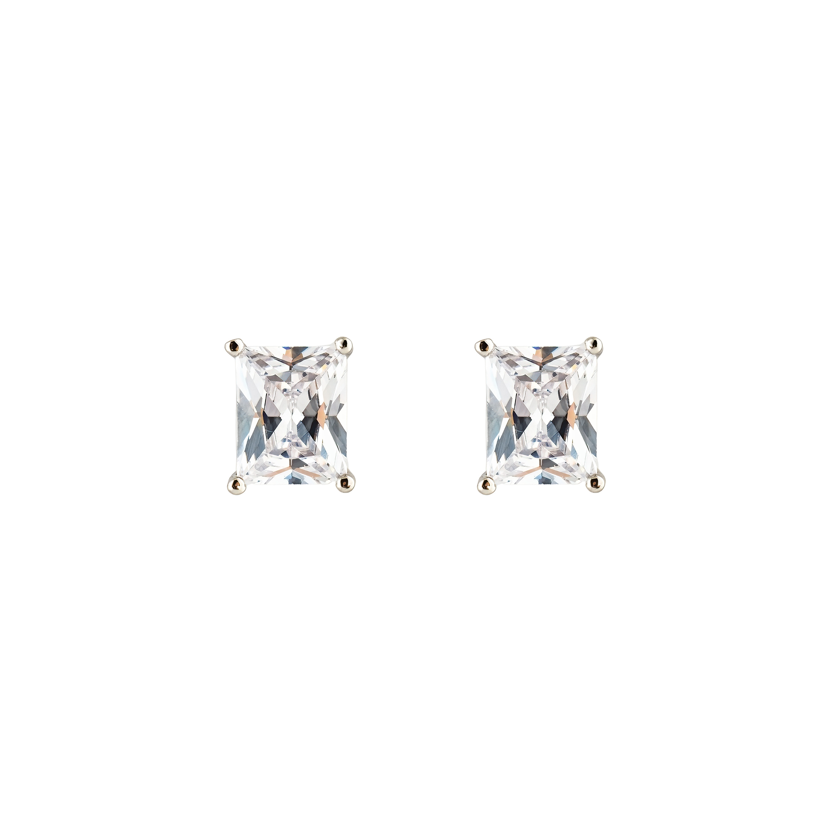 Silver stud earrings with white crystal