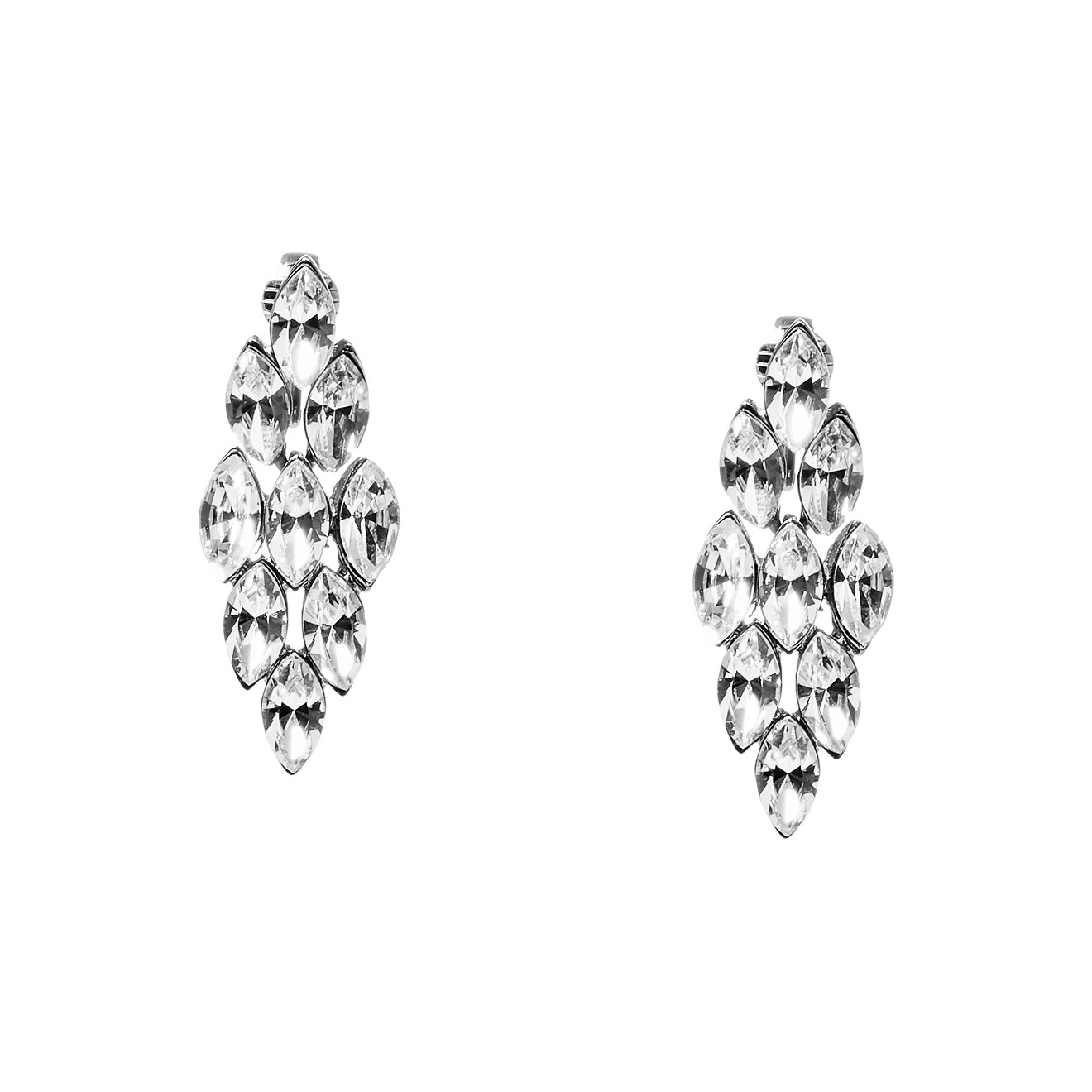 Покрытые серебром клипсы с кристаллами Marquise