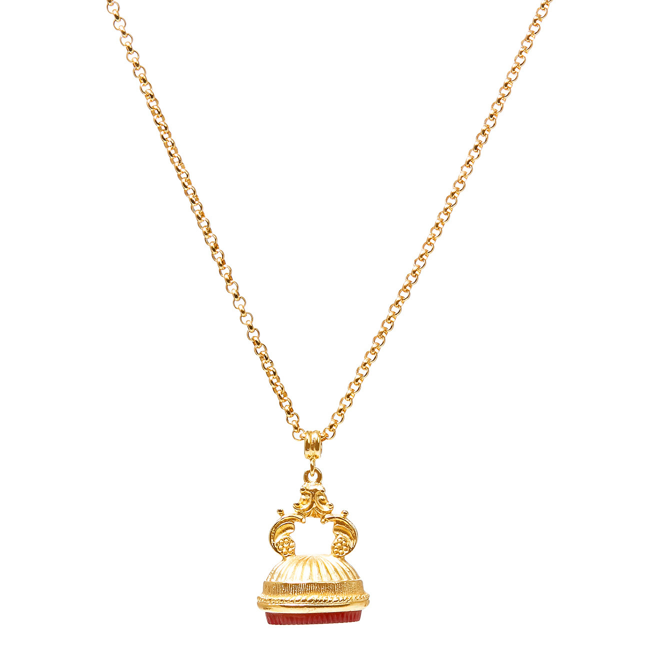 Gold-plated necklace with Royal charm carnelian seal