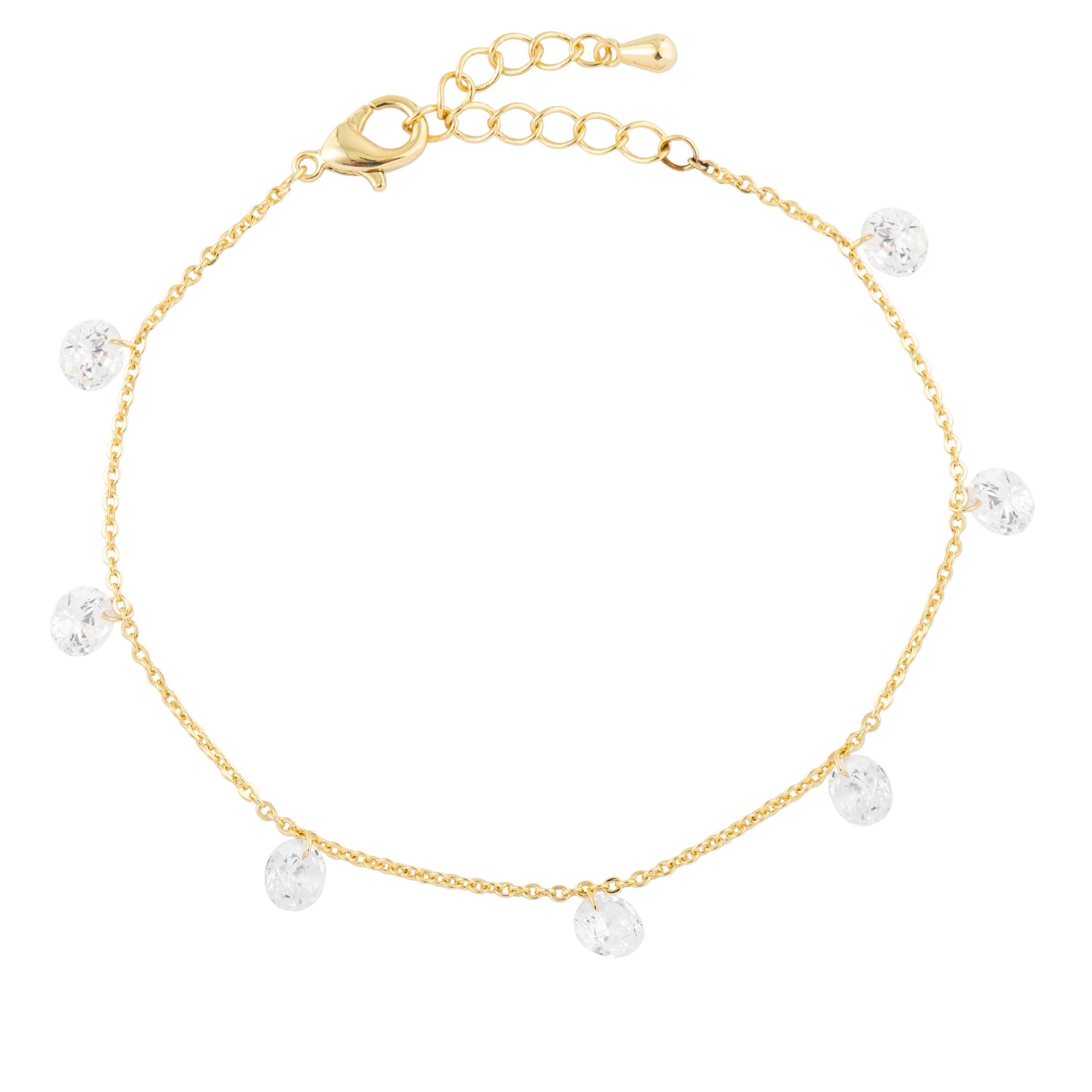 Golden bracelet with crystal pendants