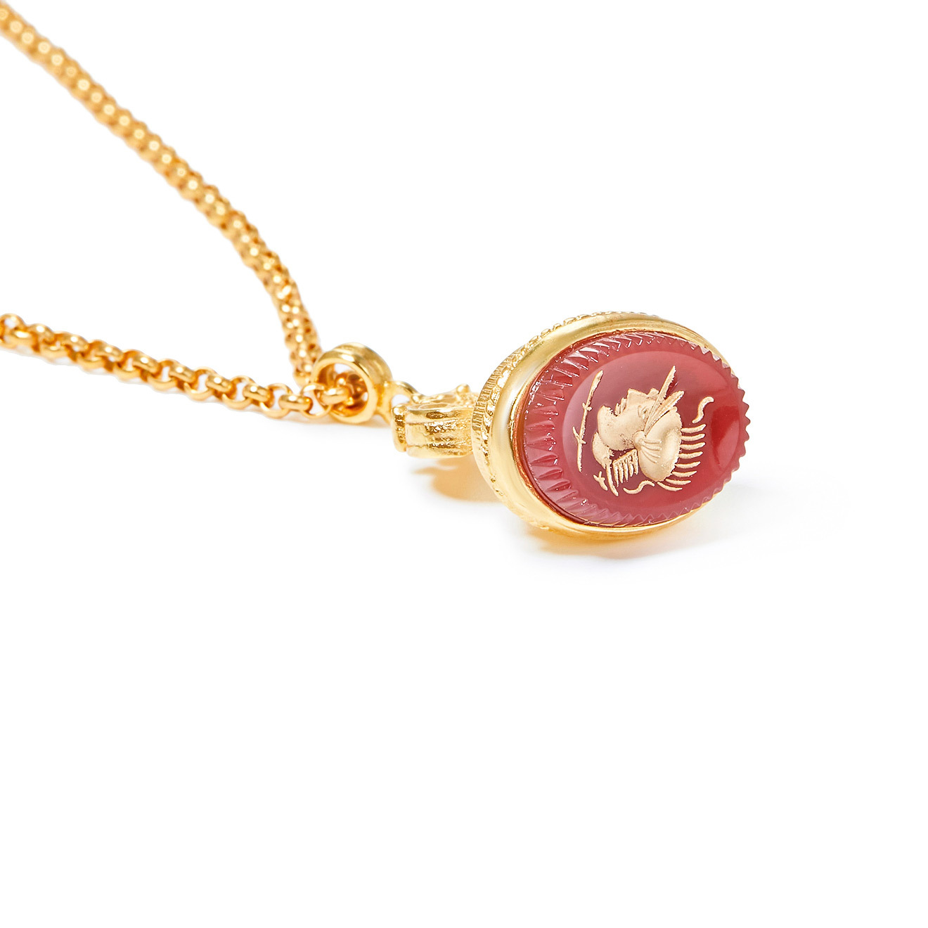 Gold-plated necklace with Royal charm carnelian seal