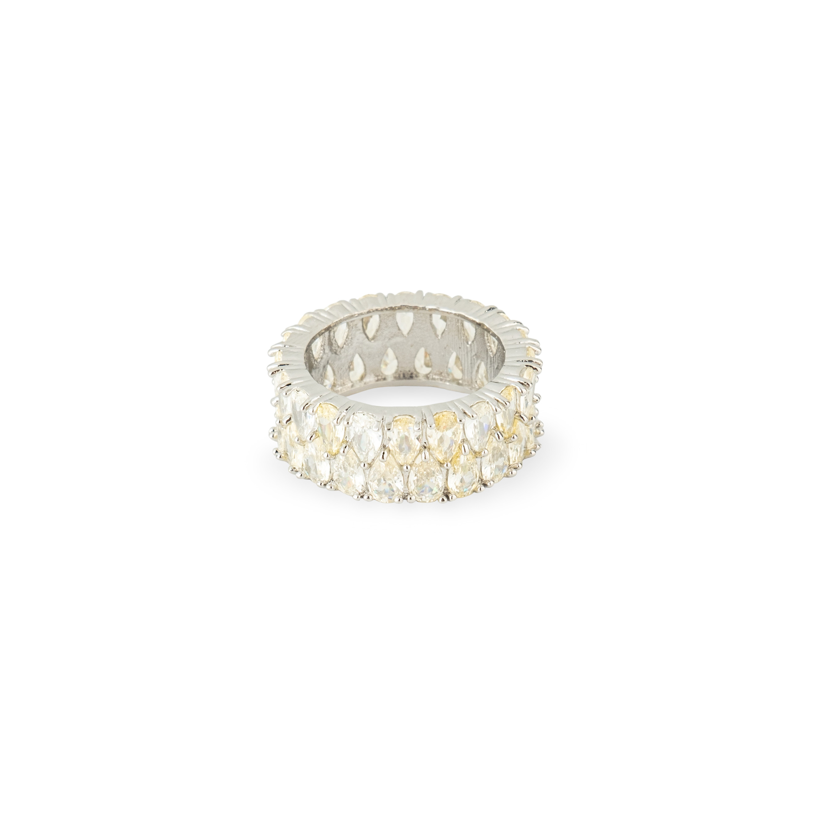 Silver ring with yellow stones