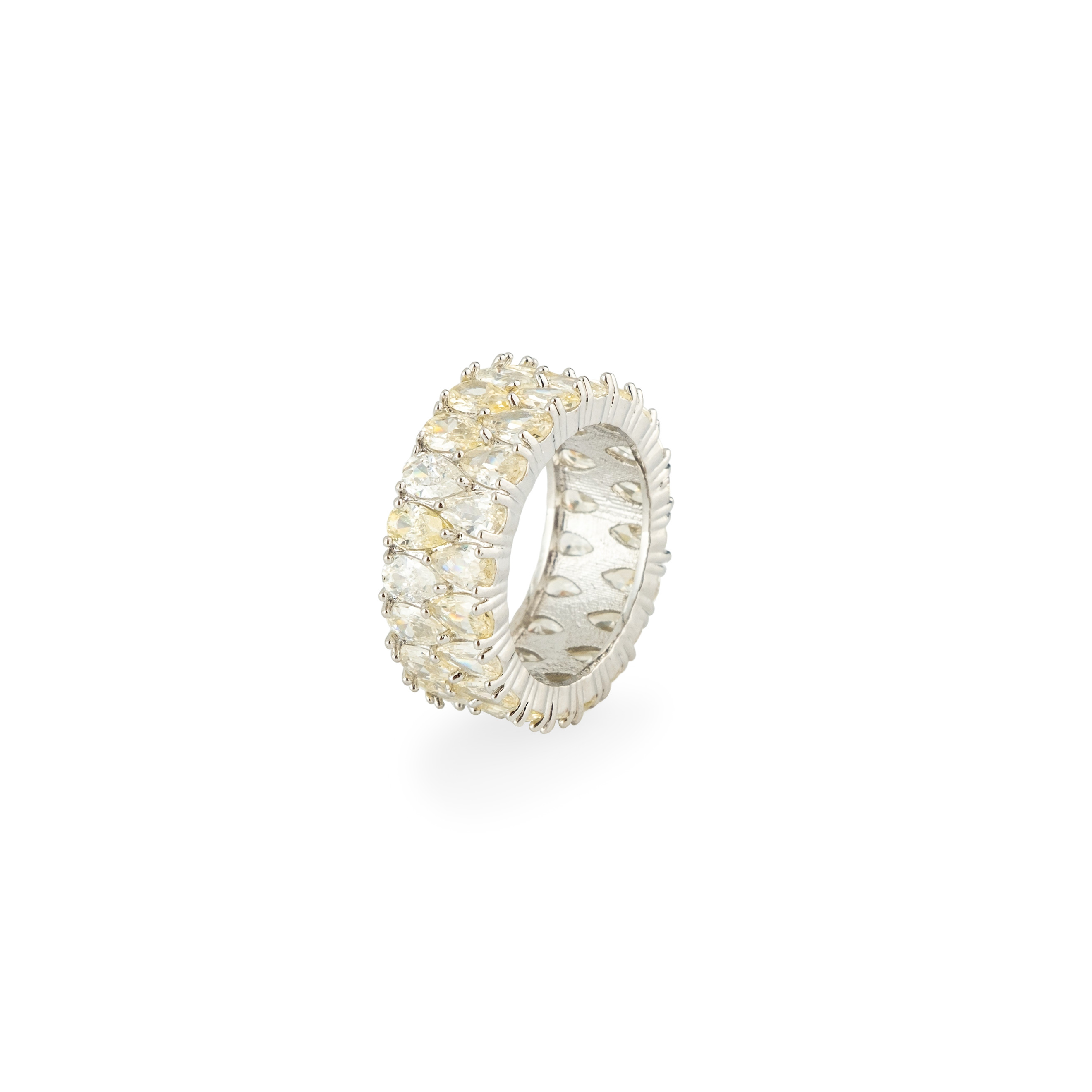 Silver ring with yellow stones