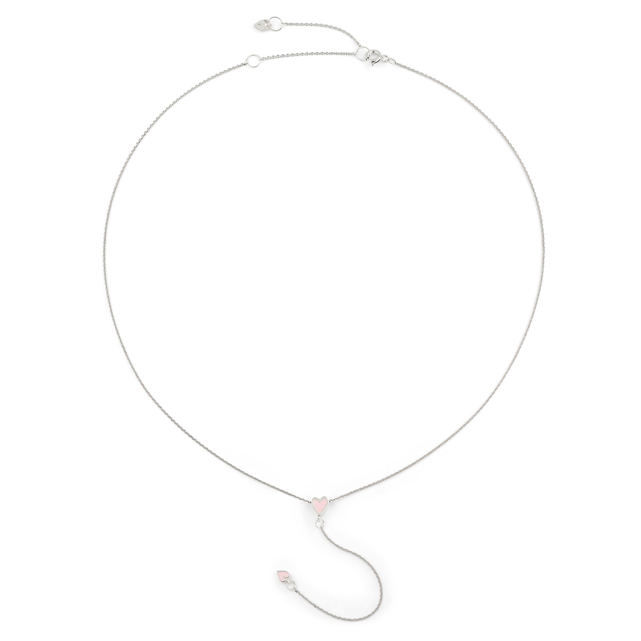 Сотуары и колье-галстуки УРА jewelry Подвеска-галстук из серебра с розовой эмалью Сердца