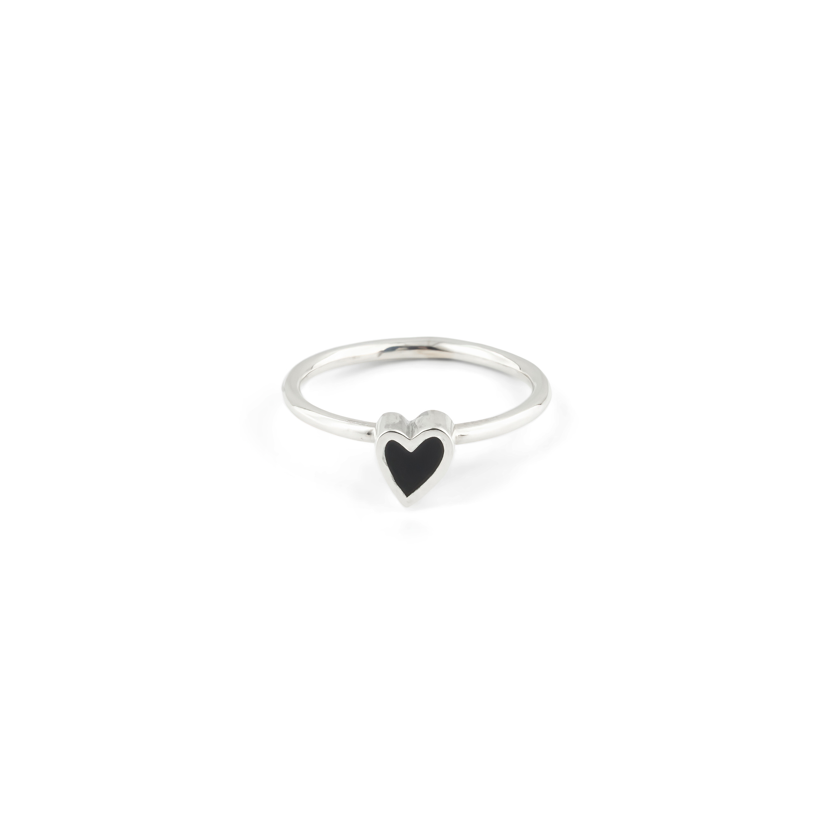 Тонкие кольца УРА jewelry Кольцо с одним Сердцем эмаль черная