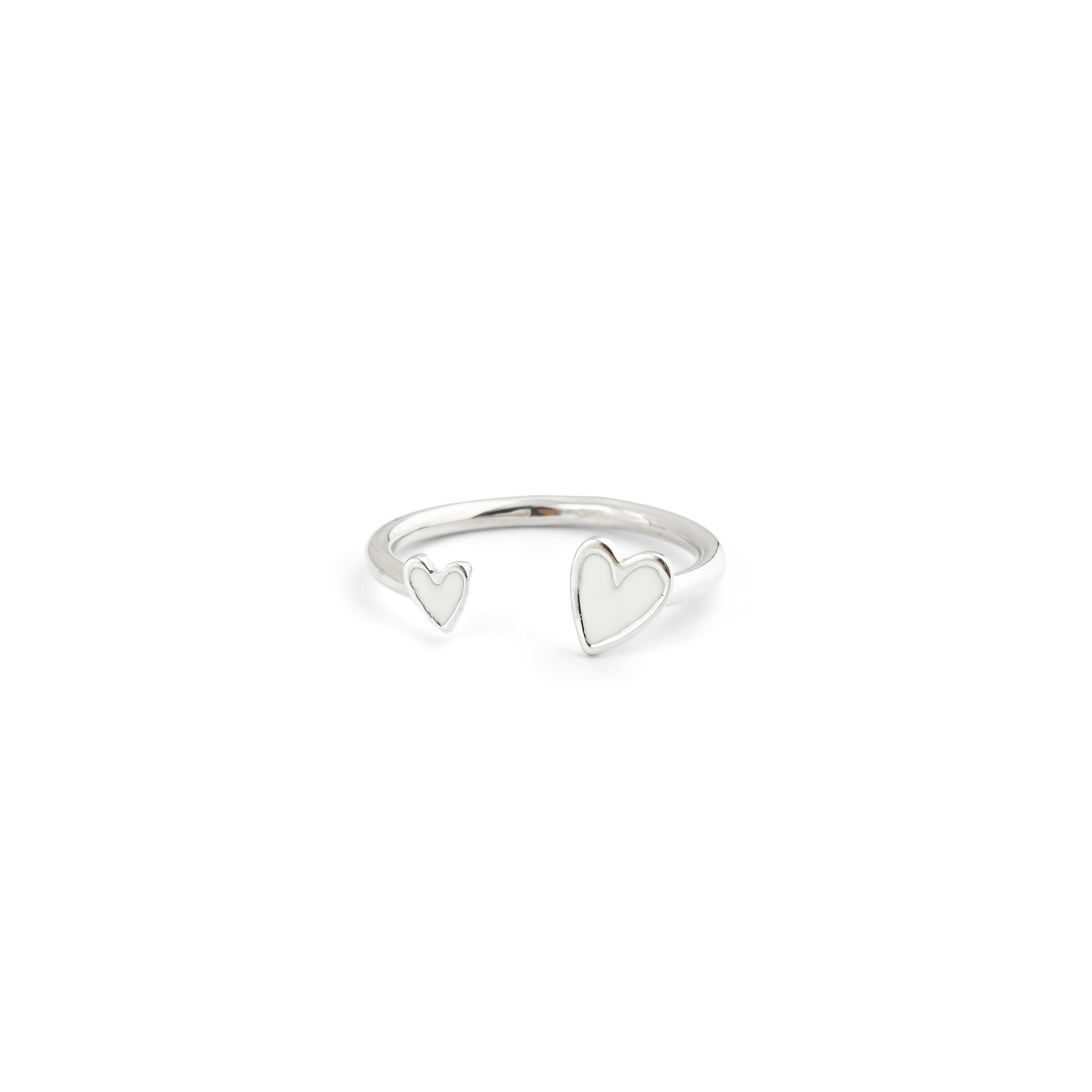 ура jewelry кольцо из серебра с позолоченными шариками на цепочке УРА jewelry Кольцо с двумя сердцами из серебра с белой эмалью
