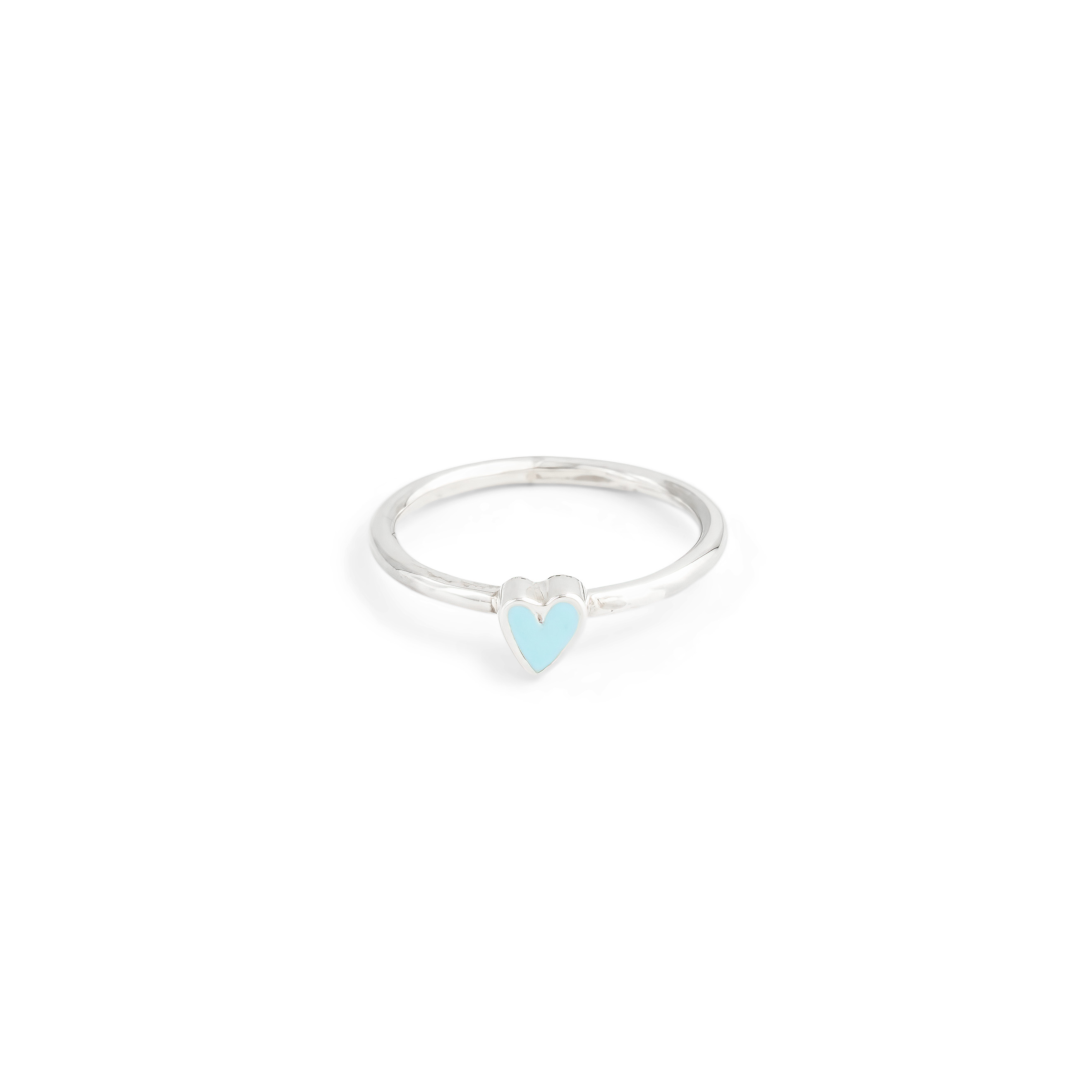 Тонкие кольца УРА jewelry Кольцо цельное с одним сердцем эмаль голубая