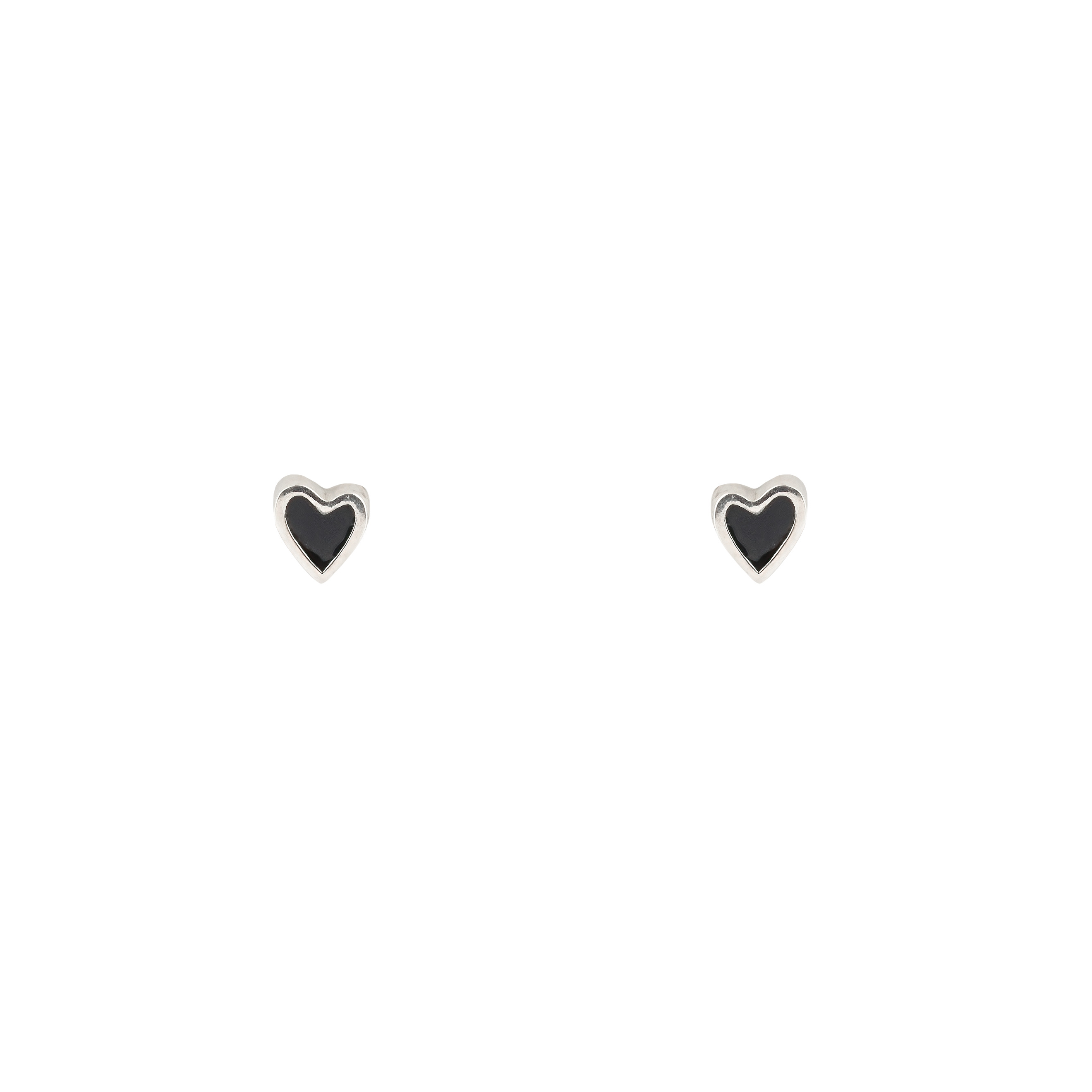 Пусеты УРА jewelry Серьги пусеты сердца эмаль черная