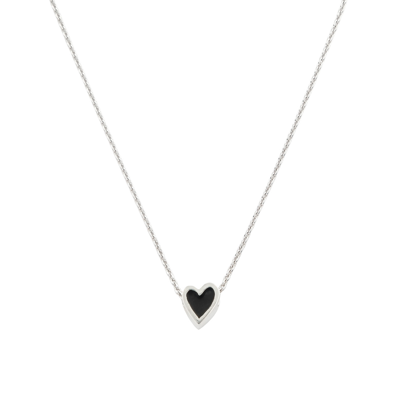 УРА jewelry подвеска сердца из серебра на цепочке с черной эмалью ура jewelry пусеты котята из серебра с эмалью