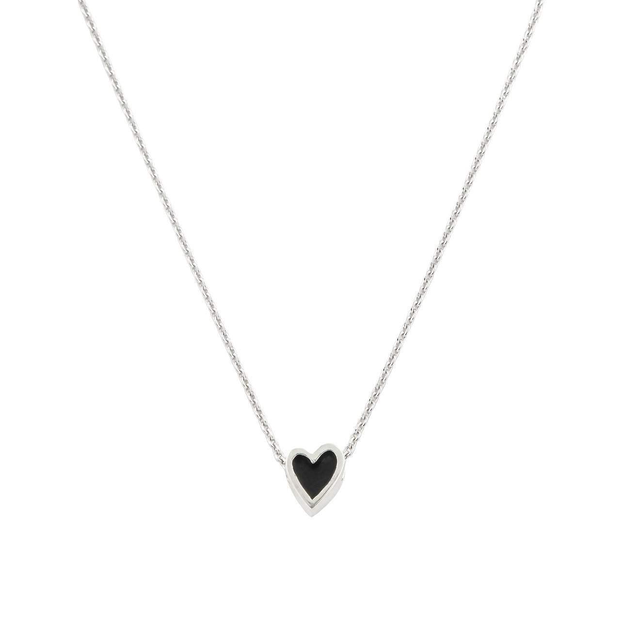 Кулоны и подвески УРА jewelry Подвеска сердца на цепочке эмаль черная
