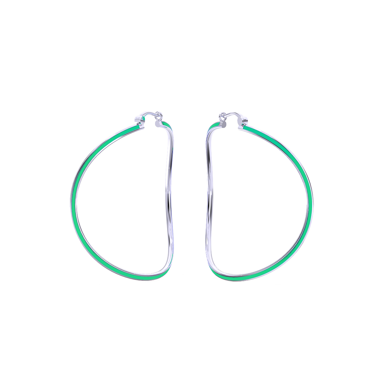 Prosto Jewelry Серьги-кольца свобода из серебра с зеленой эмалью prosto jewelry кольцо свобода из серебра с зеленой эмалью