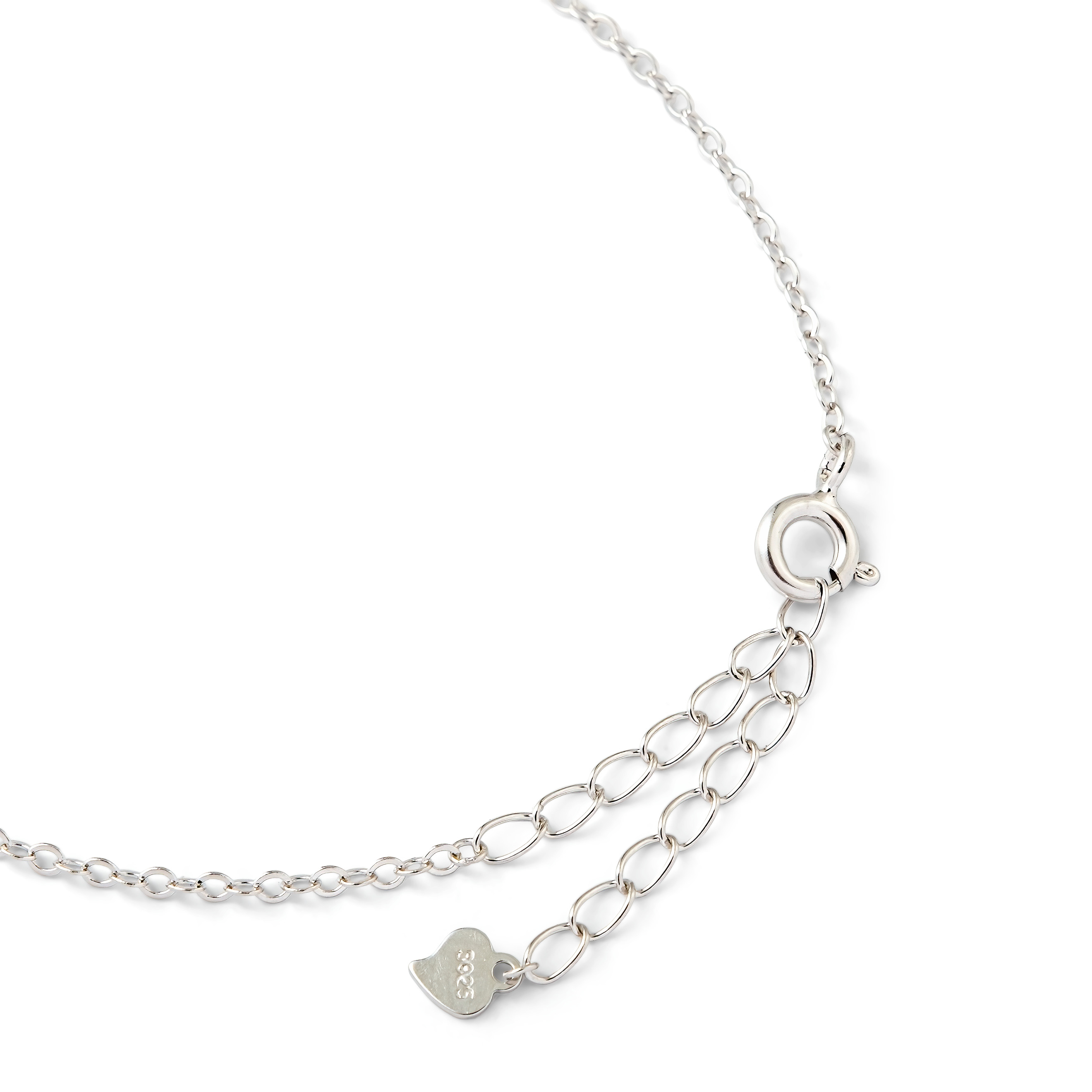 Silver teddy bear bracelet with a star