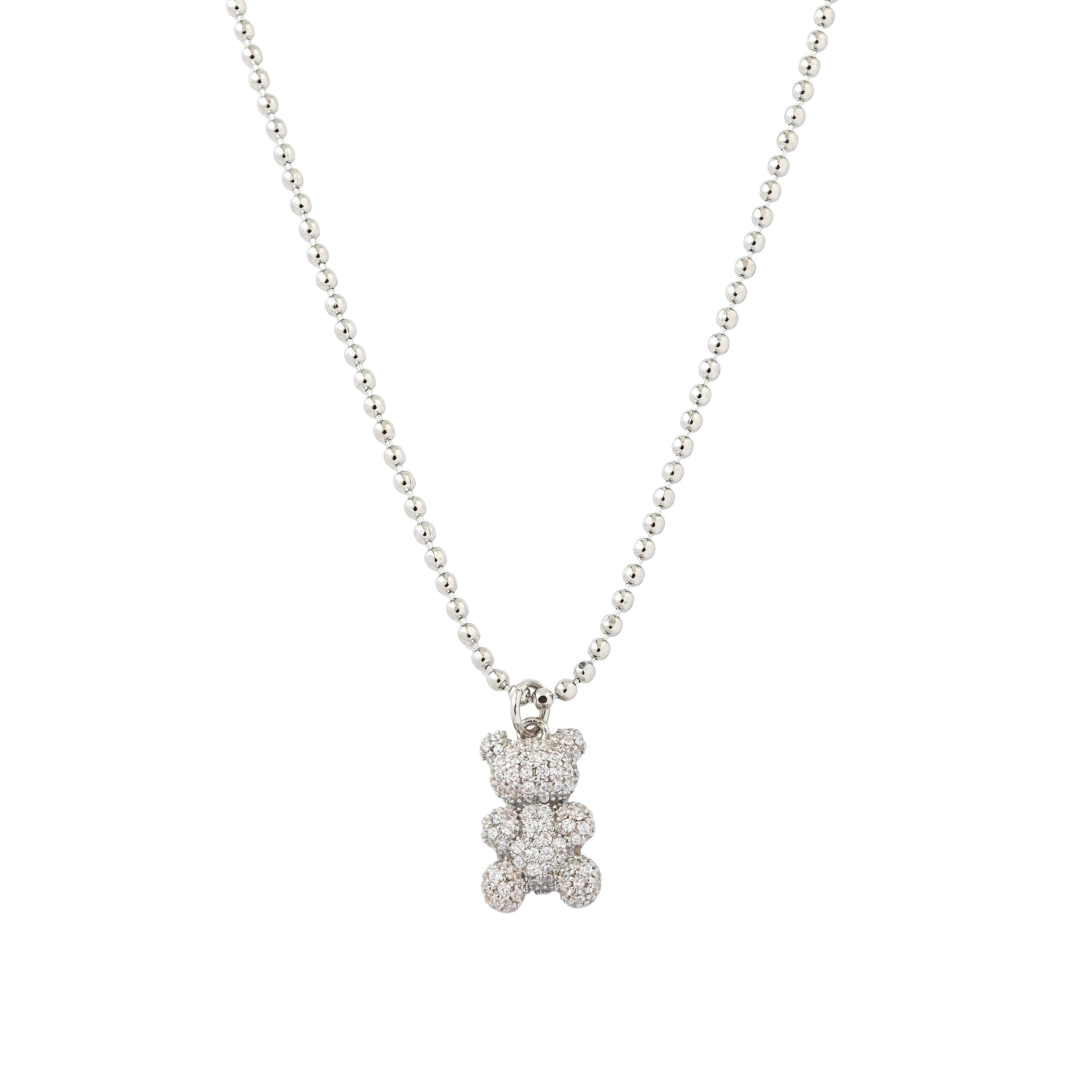 Silver pendant with crystal bears