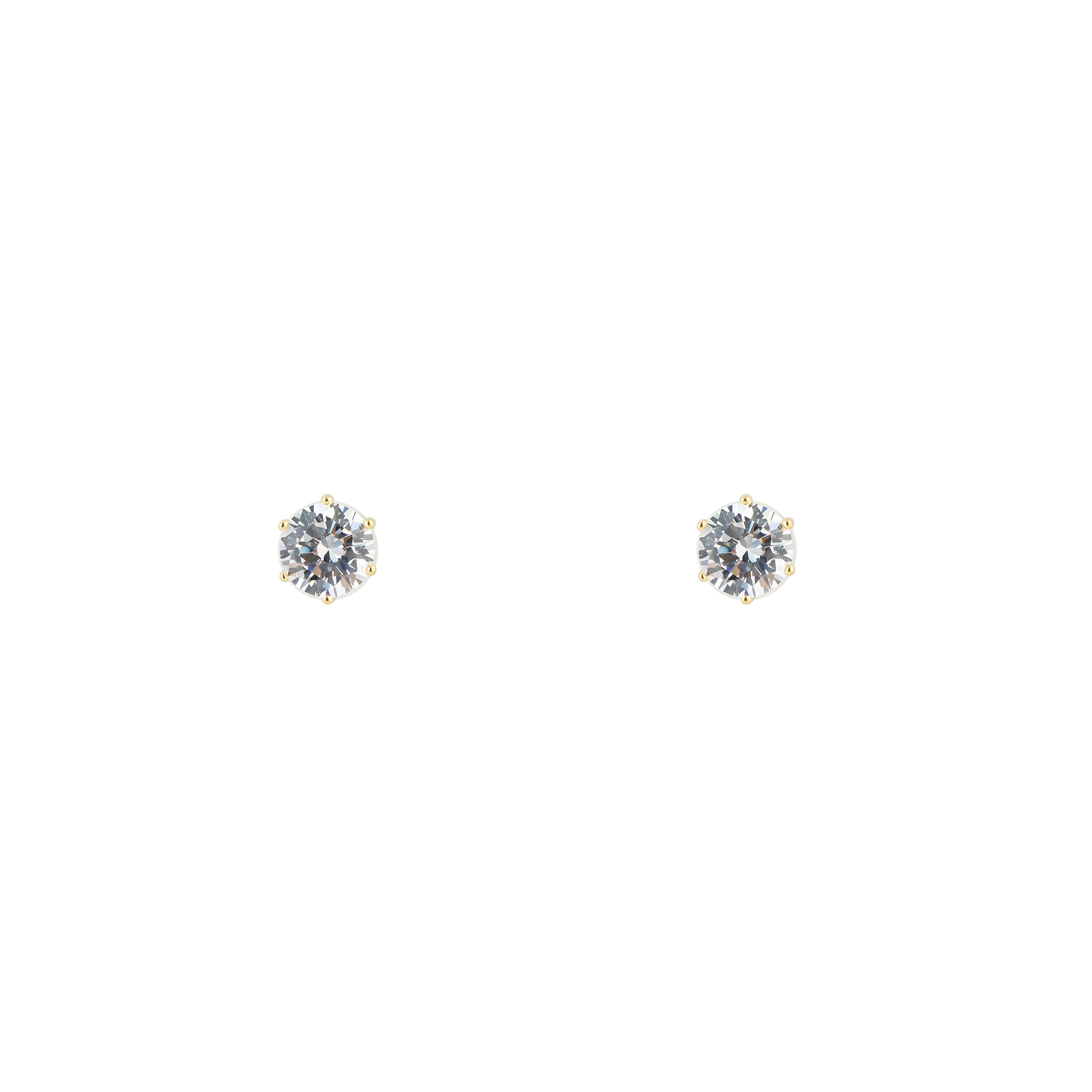 Golden stud earrings with white crystals