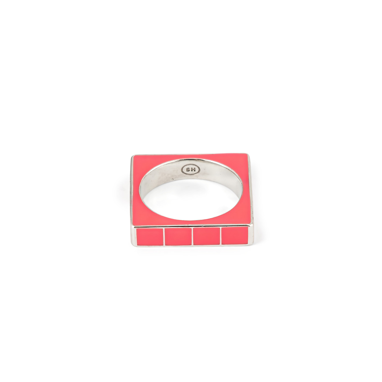 SHAMELESS Кольцо квадратное с эмалью розовое shameless белое кольцо из серебра с эмалью