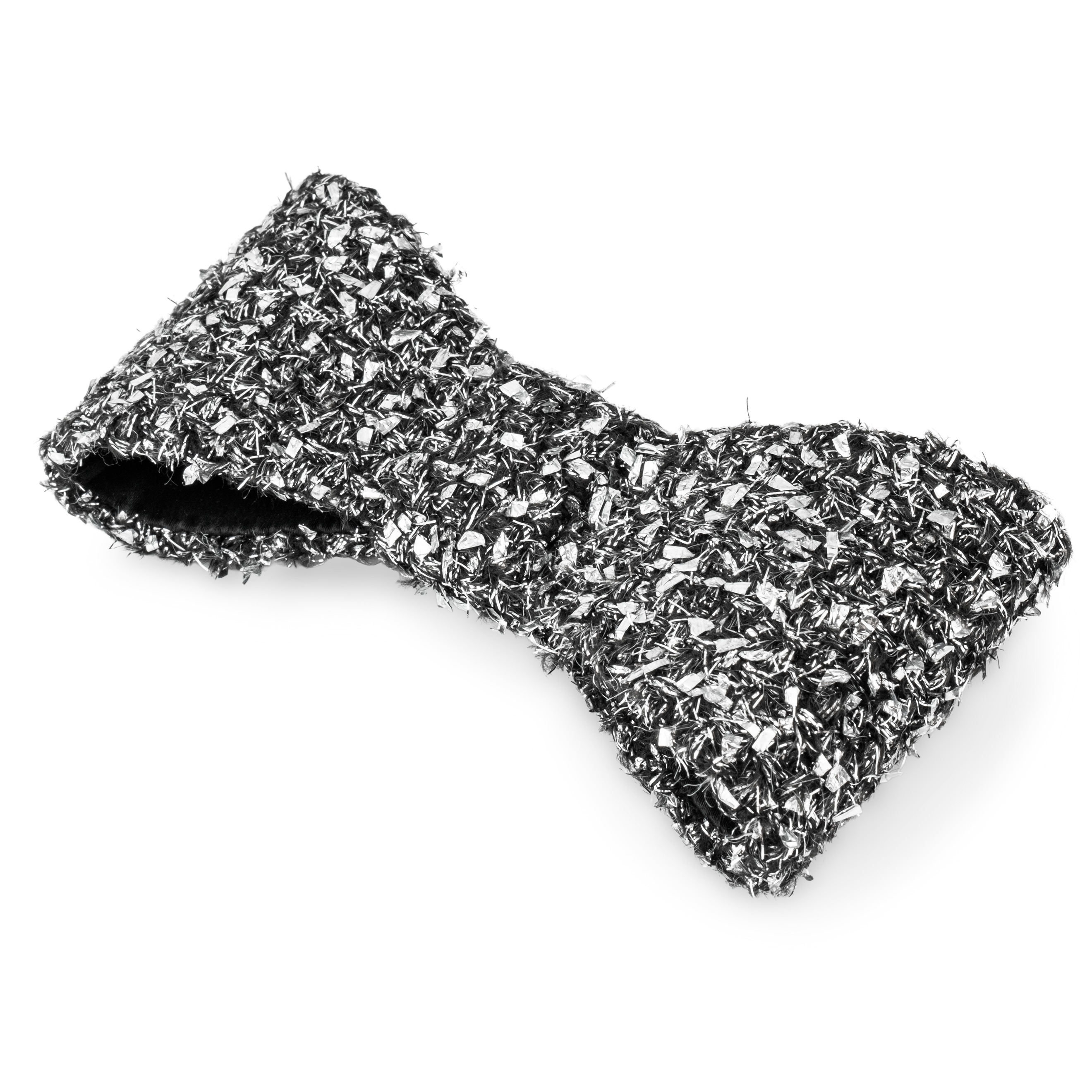 Серебристый бант из шерсти