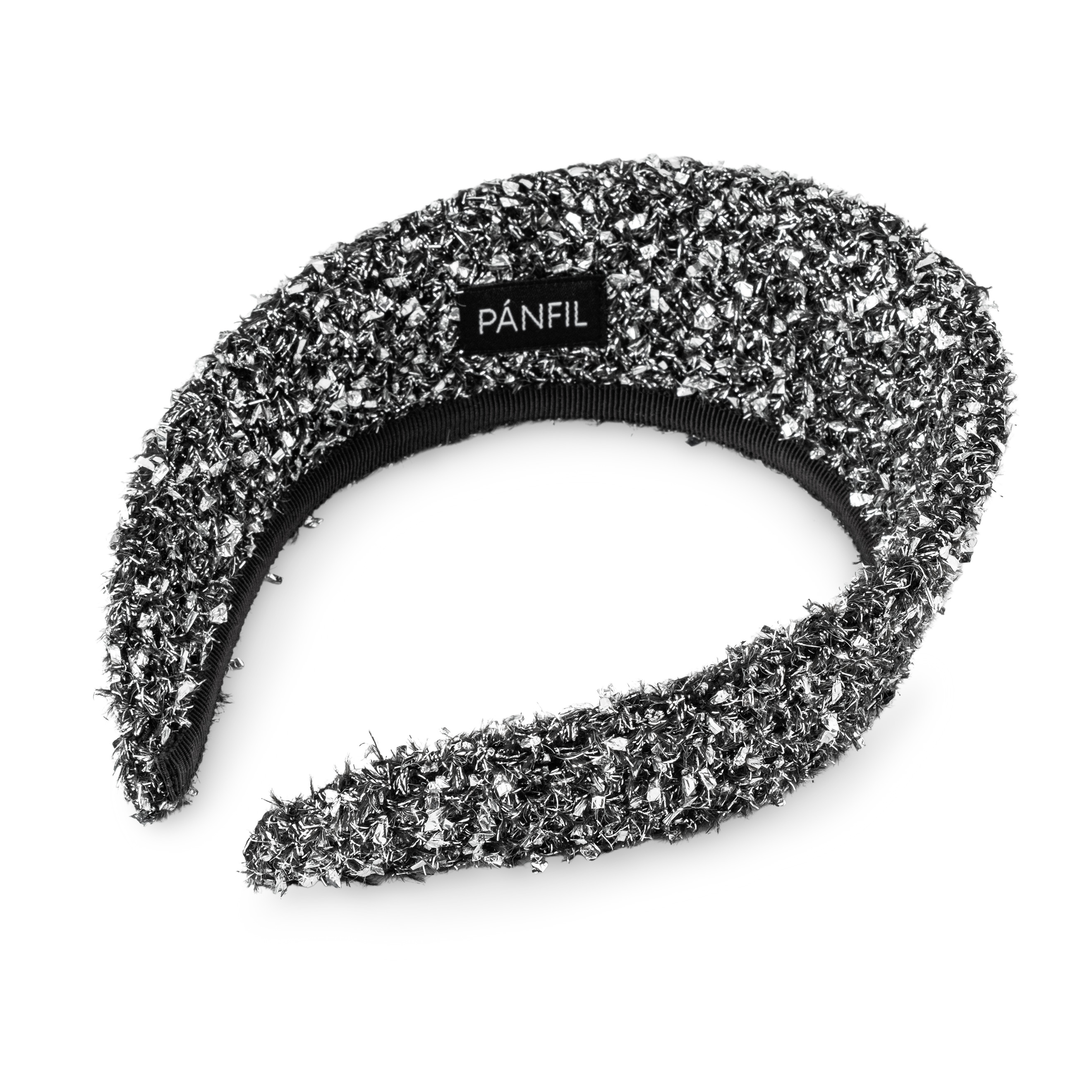 Серебристый ободок-кокошник из шерсти