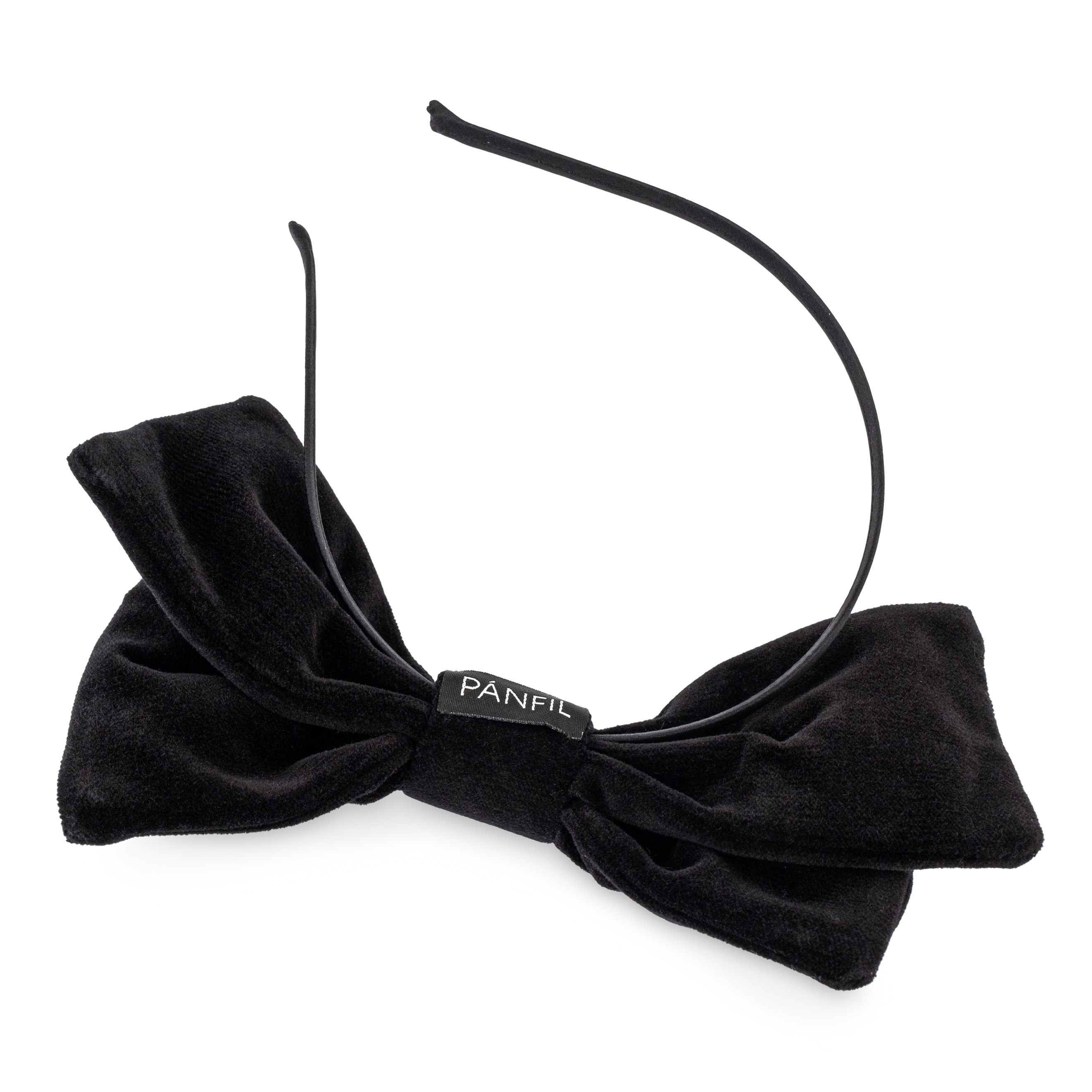 Black velvet headband with bow