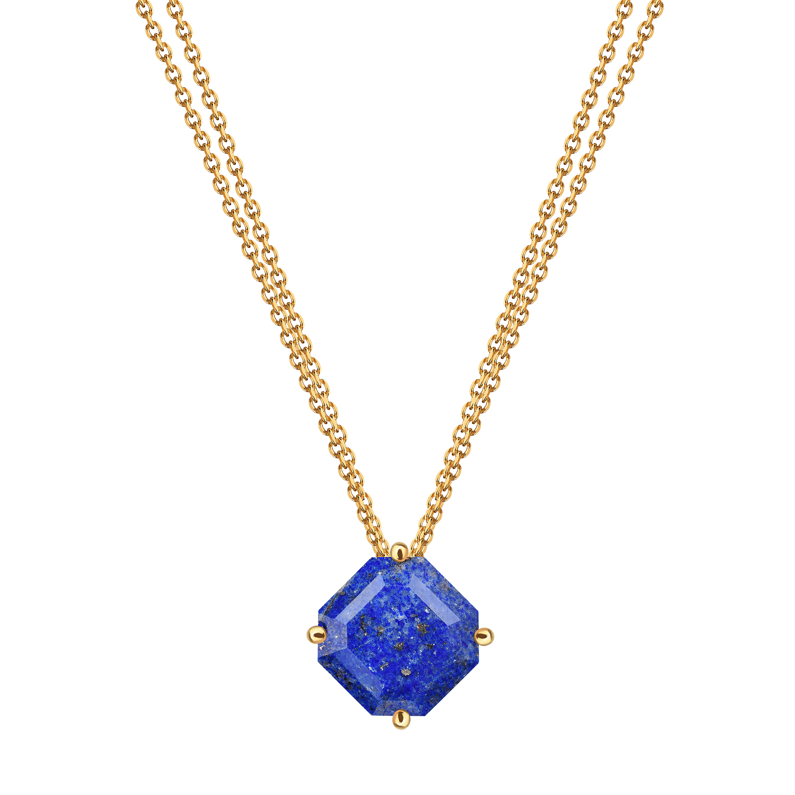 Cartoon necklace with lapis lazuli asher made of silver