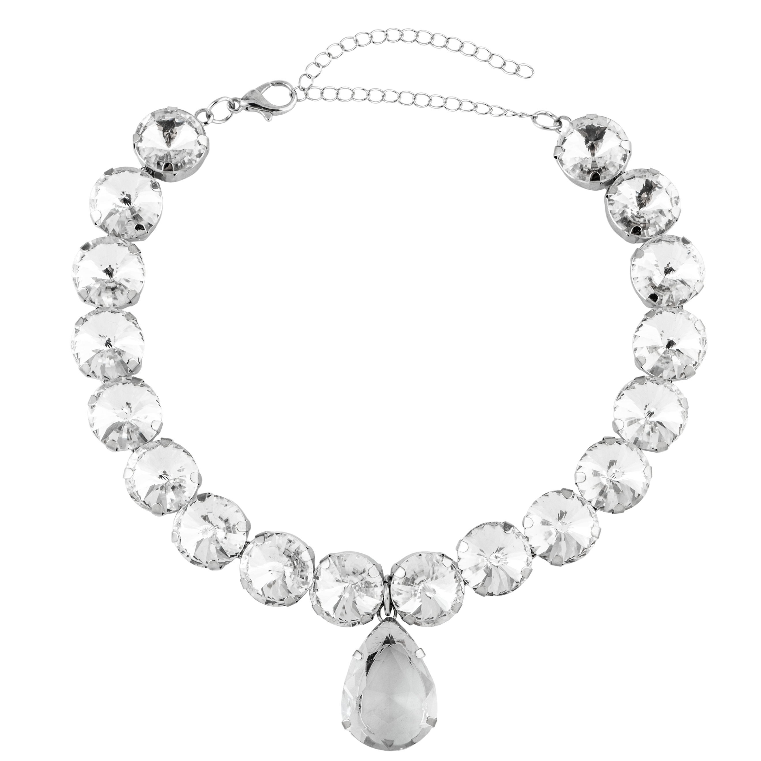 Silver choker with large white crystals