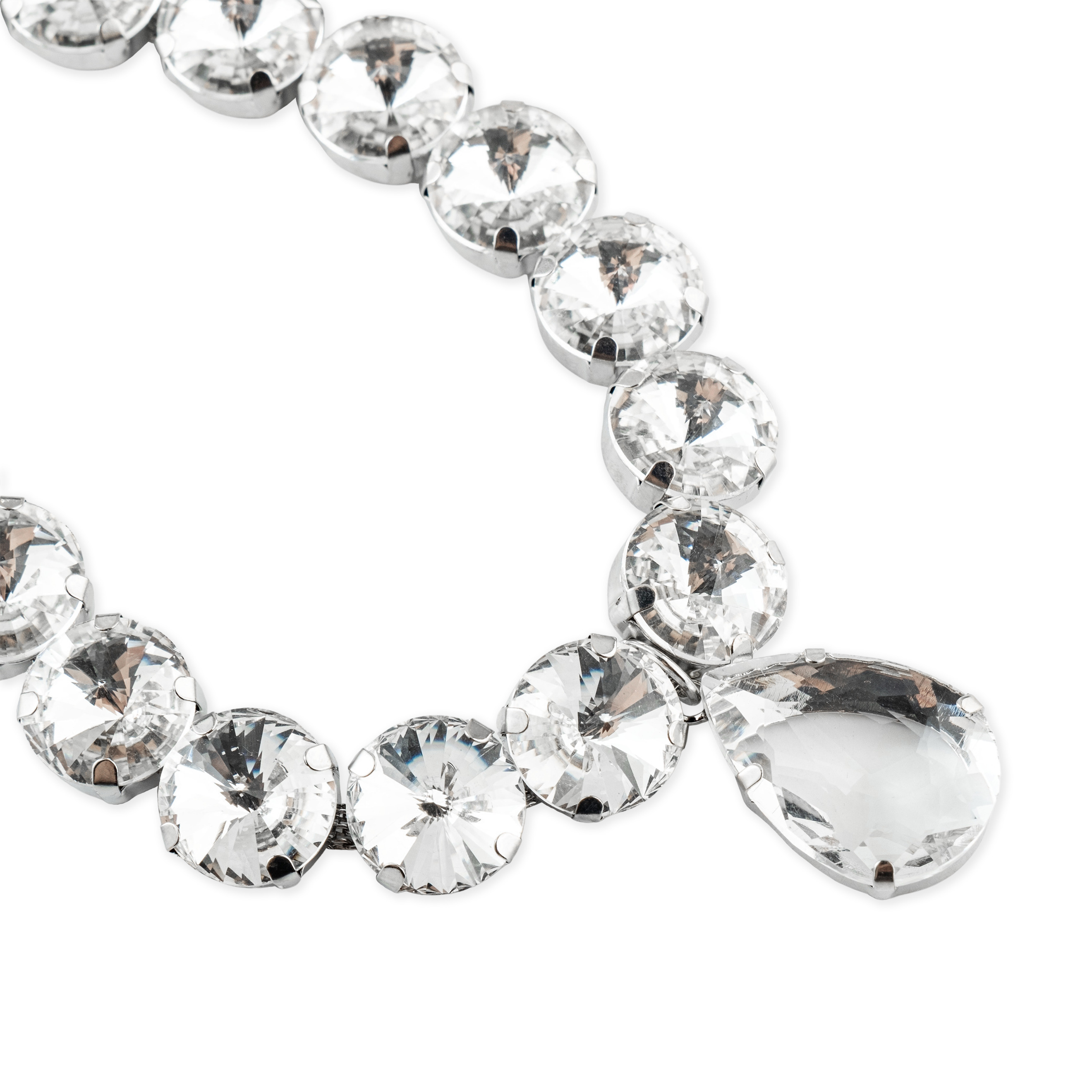 Silver choker with large white crystals