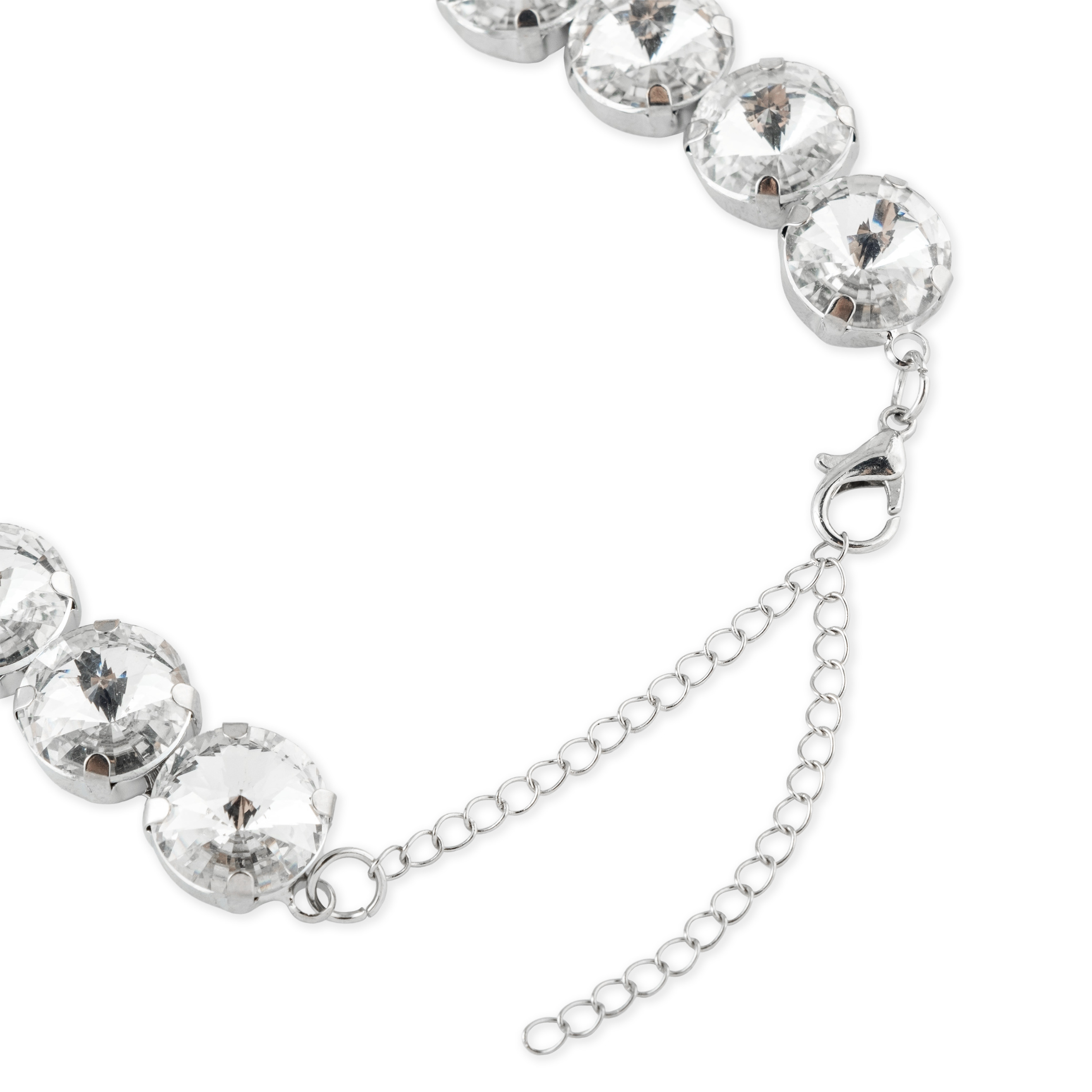 Silver choker with large white crystals