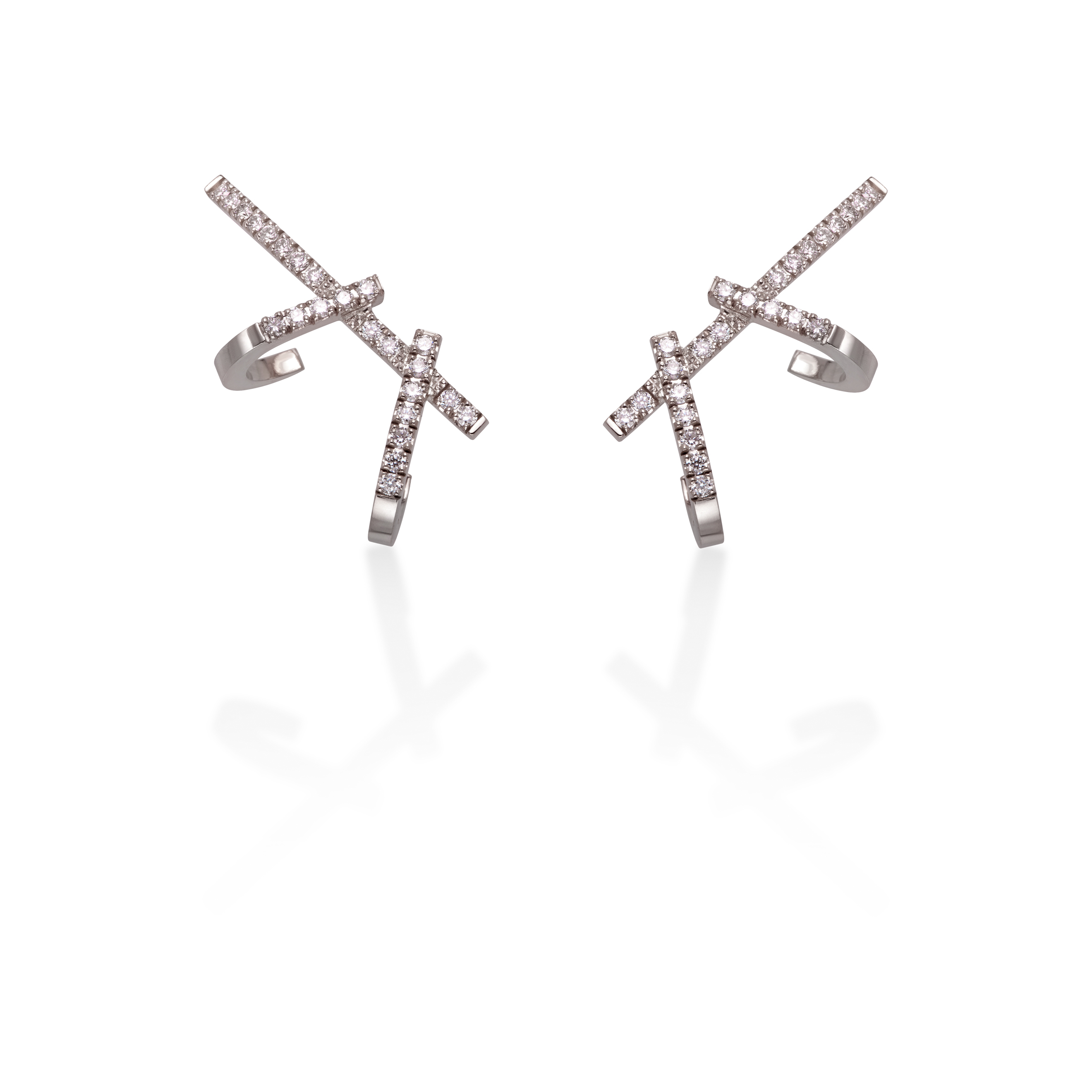 White gold double daga earrings