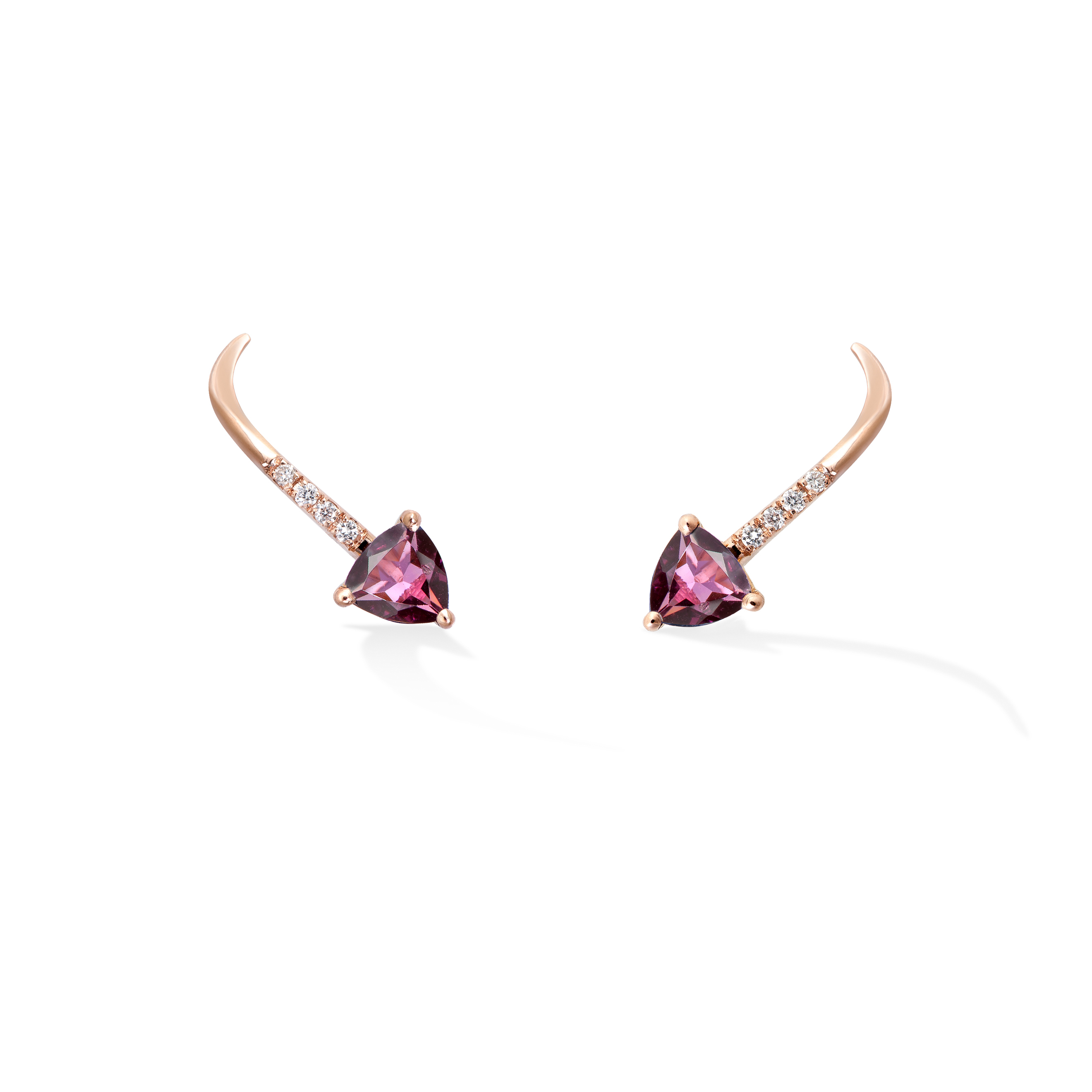 Crawler gold masai rhodolite earrings