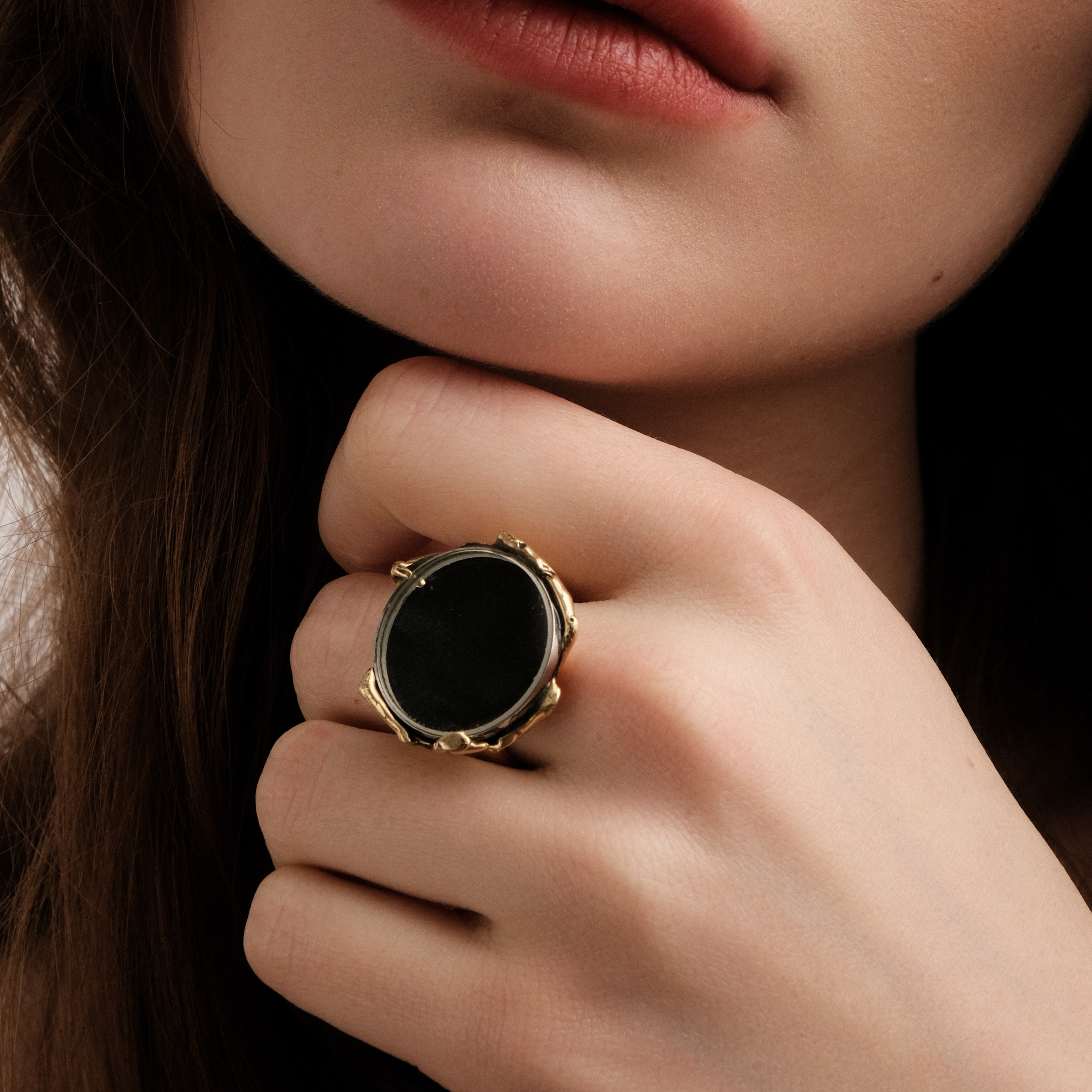 Brass ring with mirror