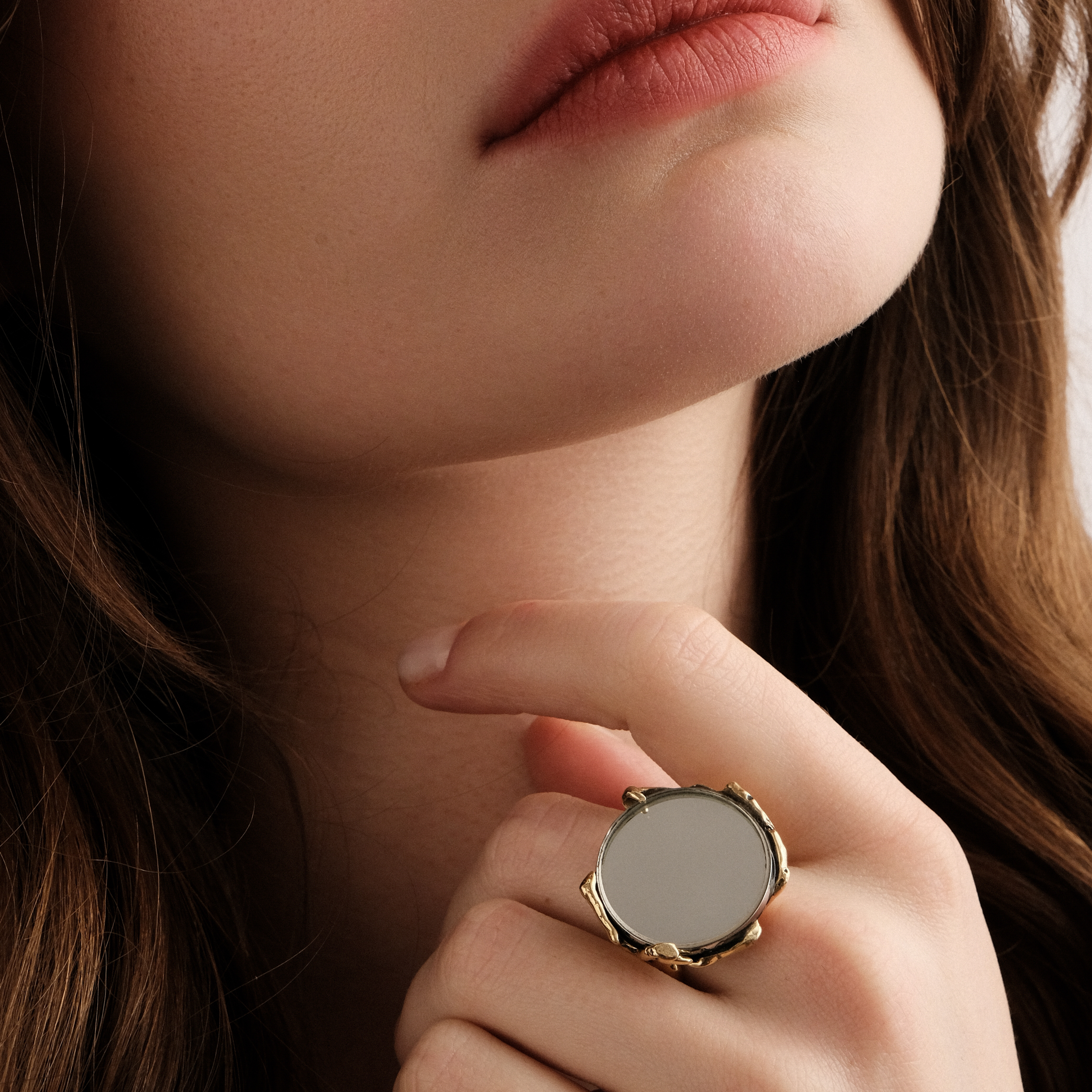 Brass ring with mirror