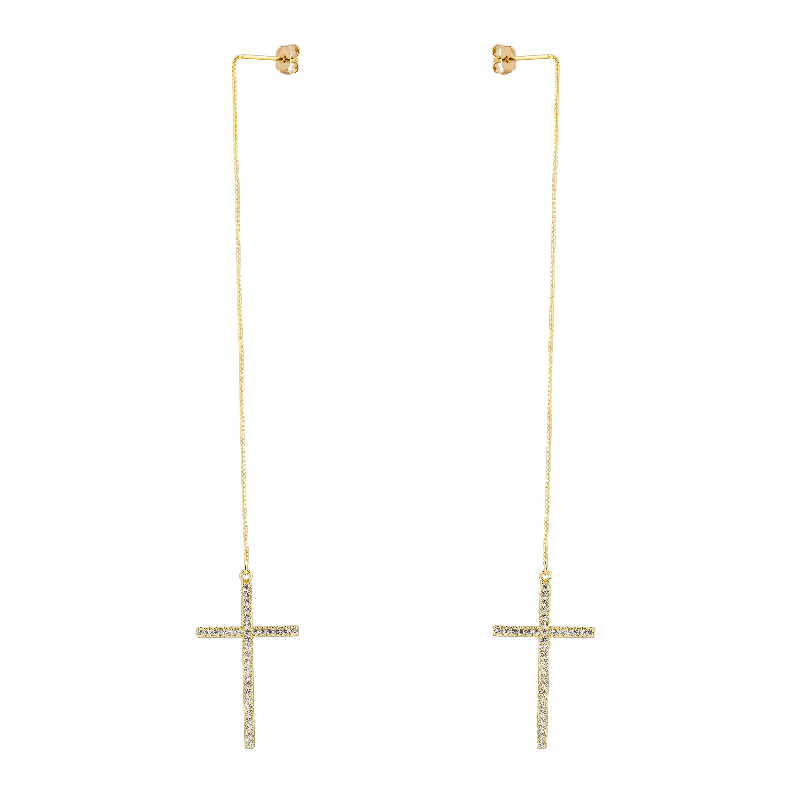 Golden Cross Broach Earrings