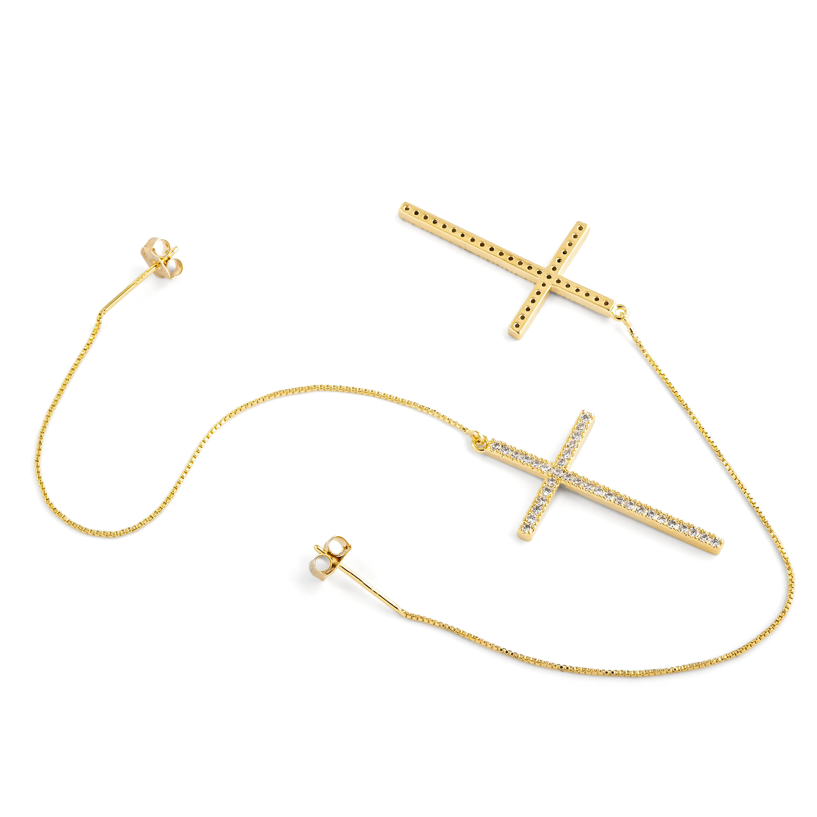 Golden Cross Broach Earrings