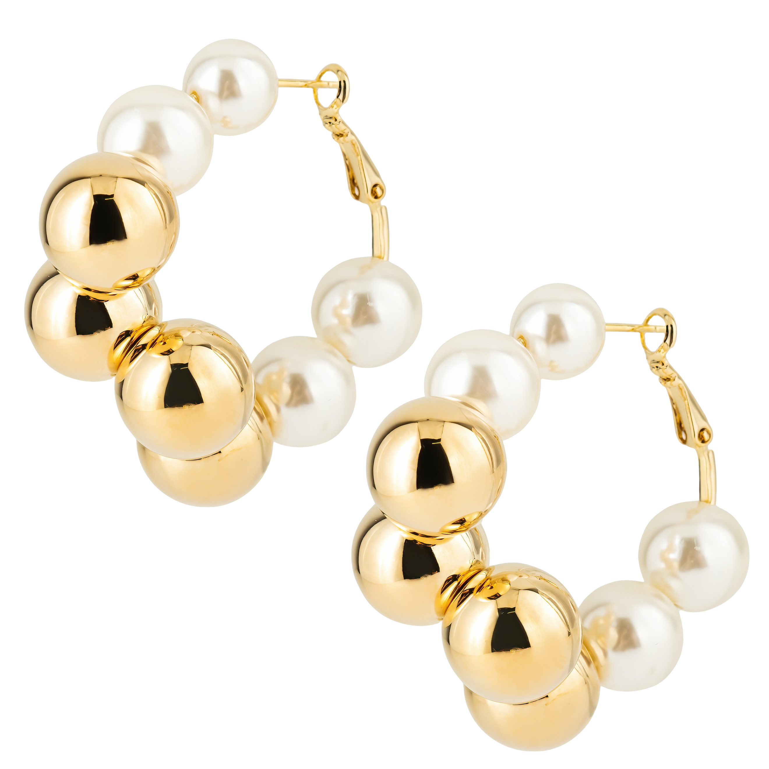 hoop earrings with pearls and voluminous beads