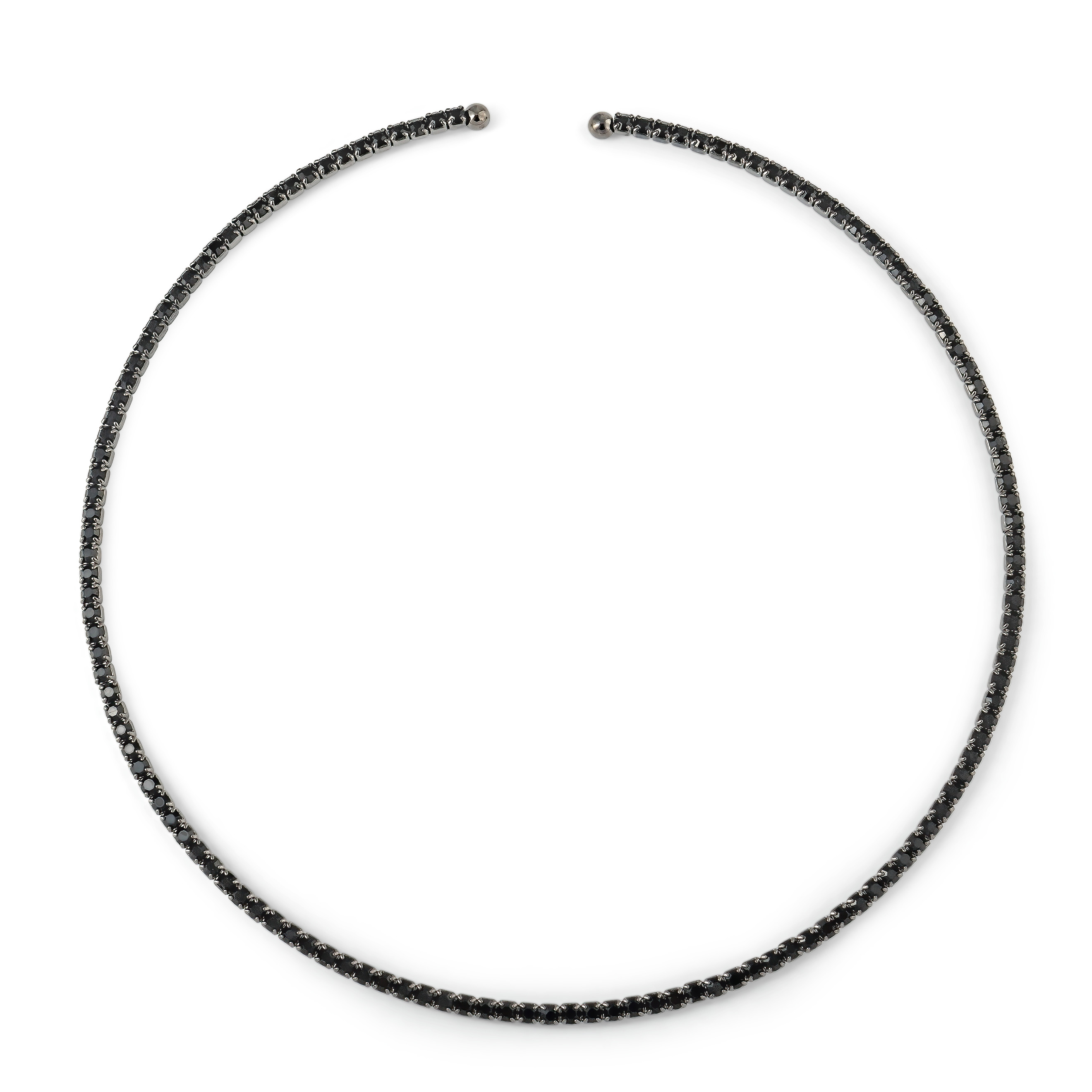 Silver choker with black crystals