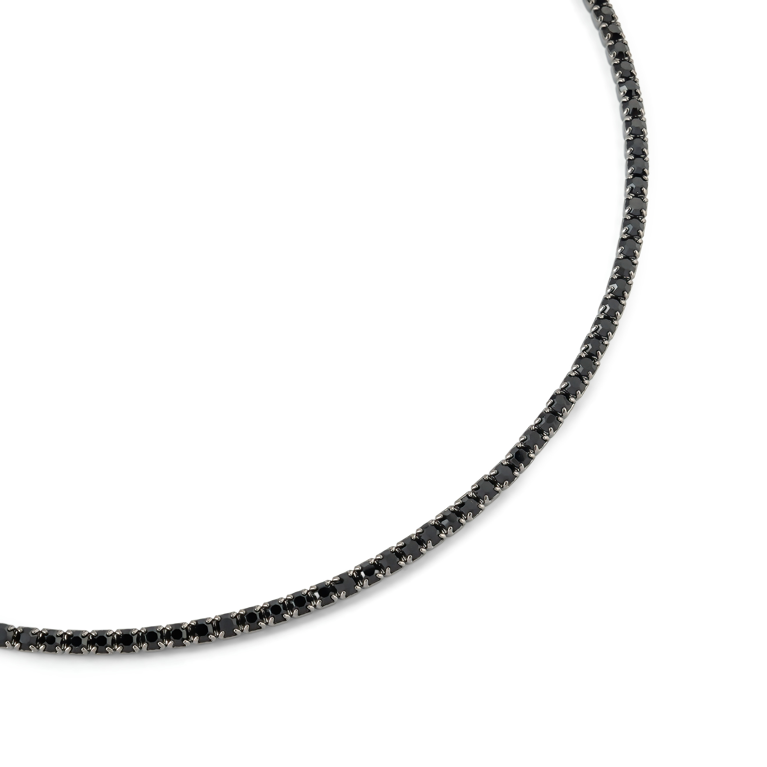 Silver choker with black crystals