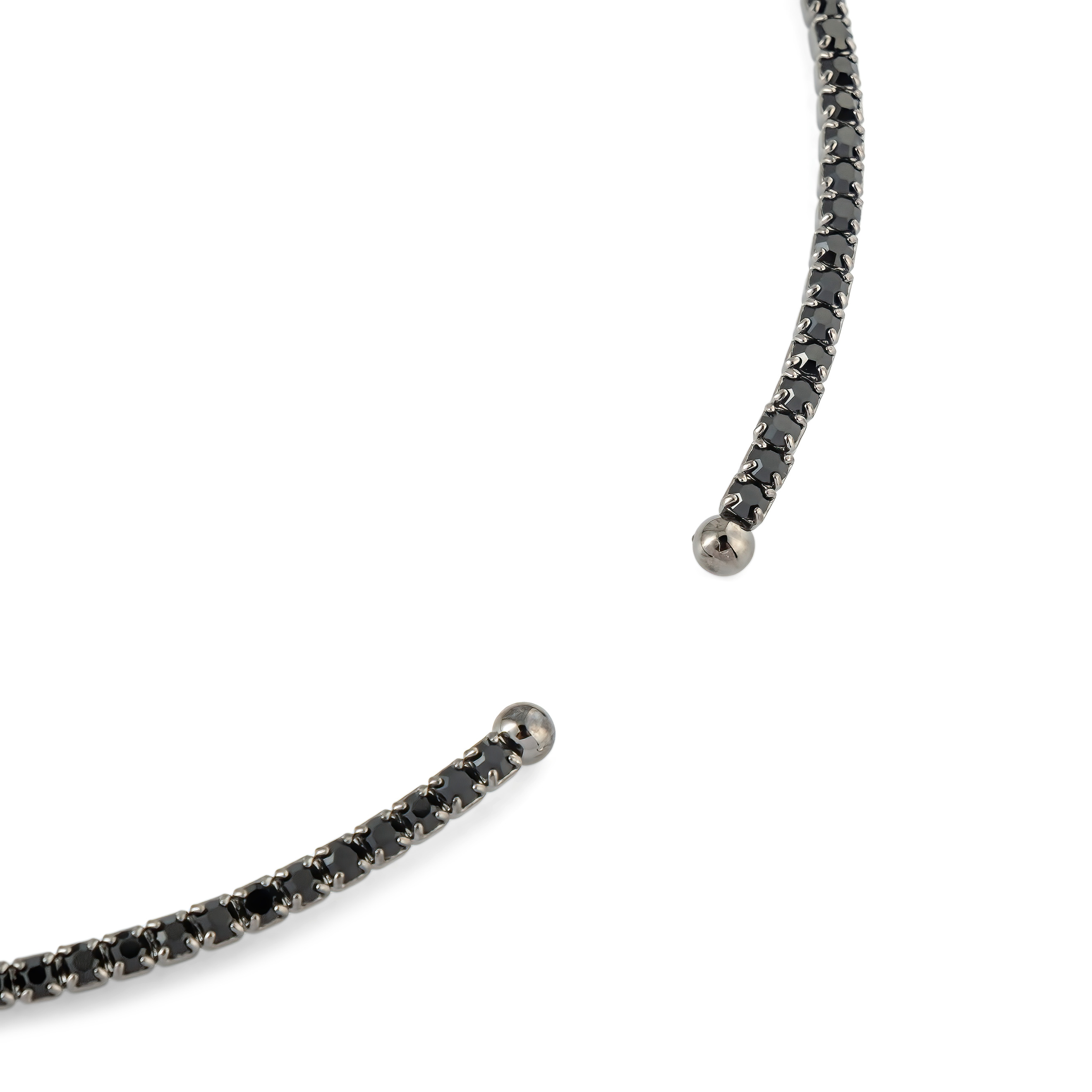 Silver choker with black crystals