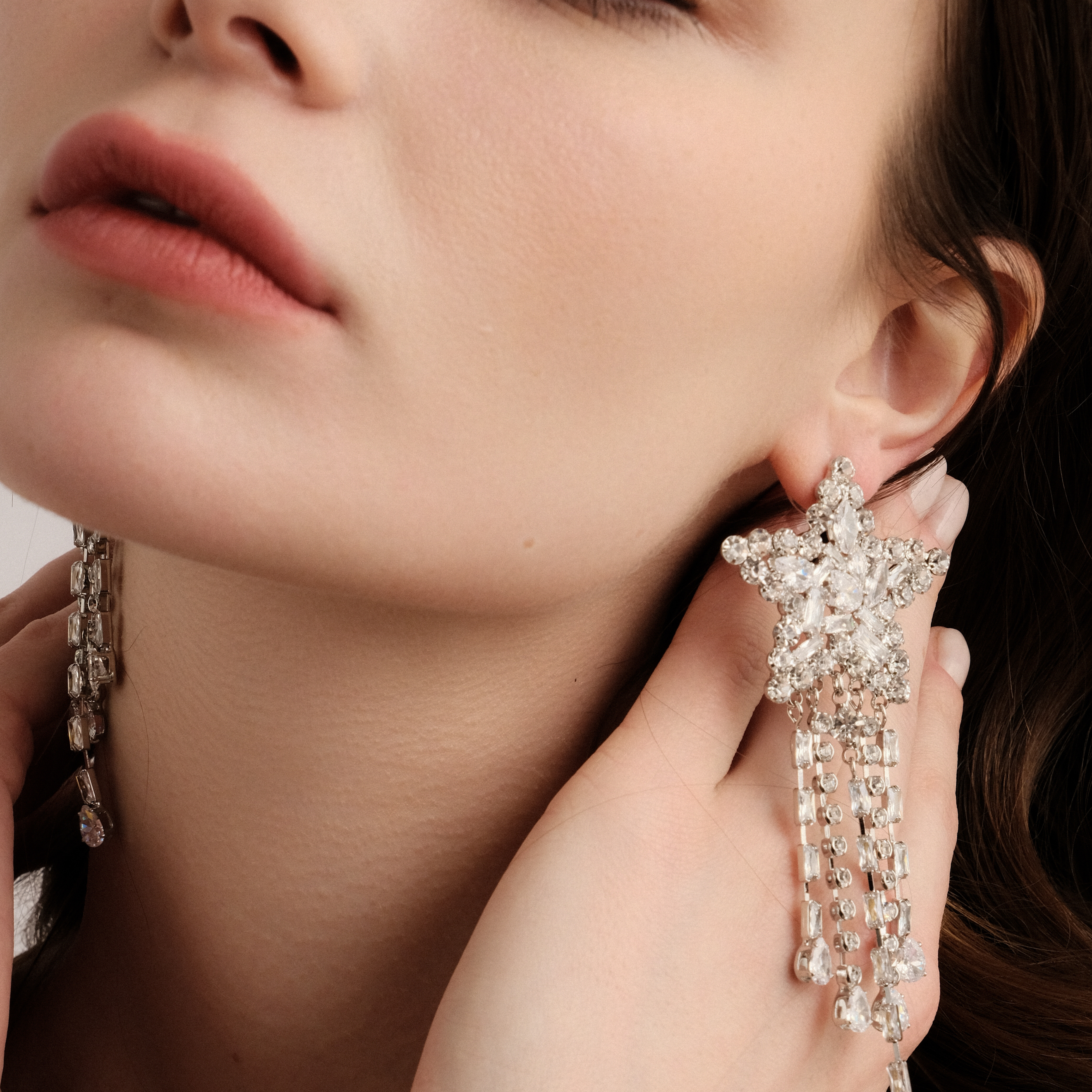 star earrings with crystals