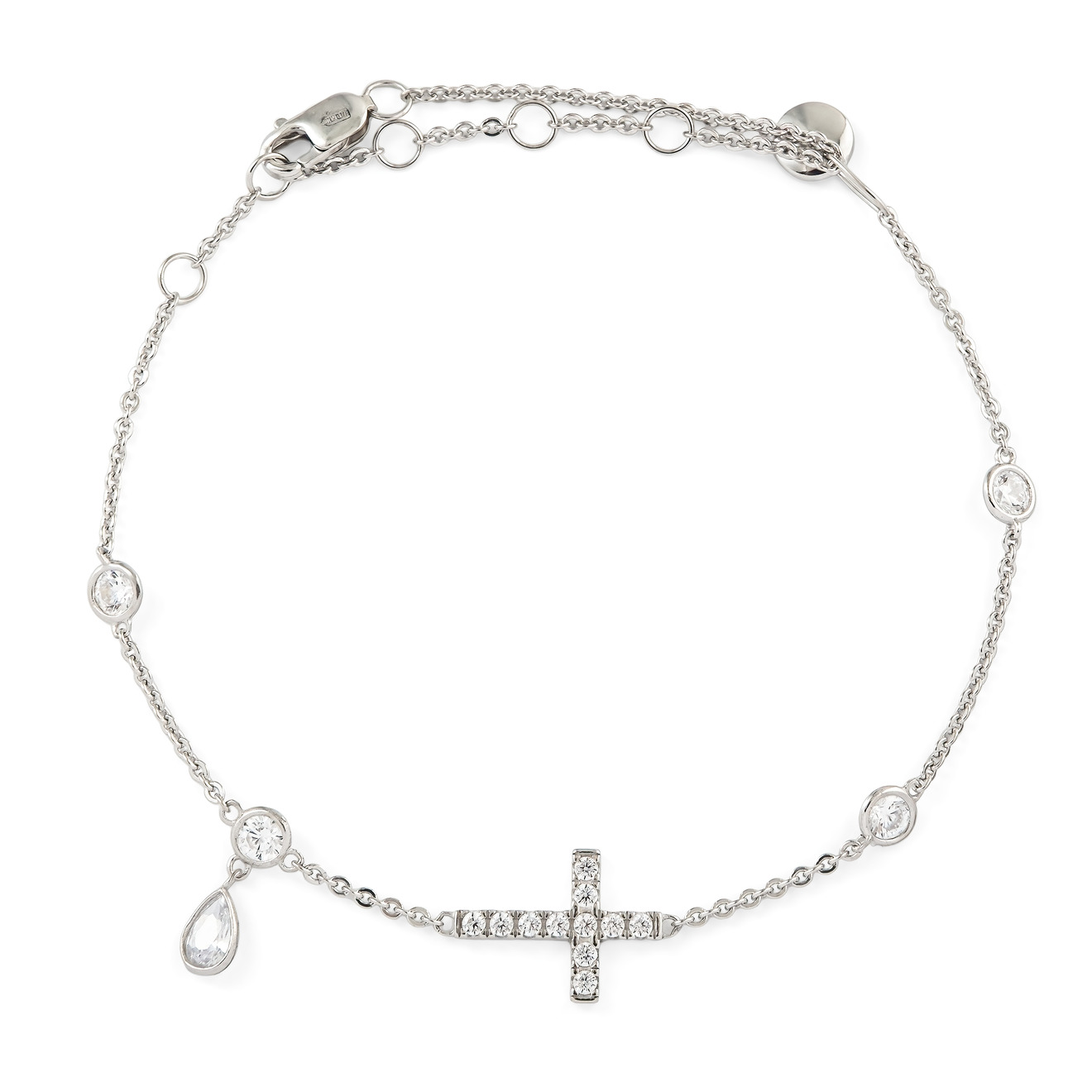 SKYE Серебряный браслет с кастами круг, подвеской груша и крестом с кристаллами skye позолоченный браслет с крестом и круглым кастом