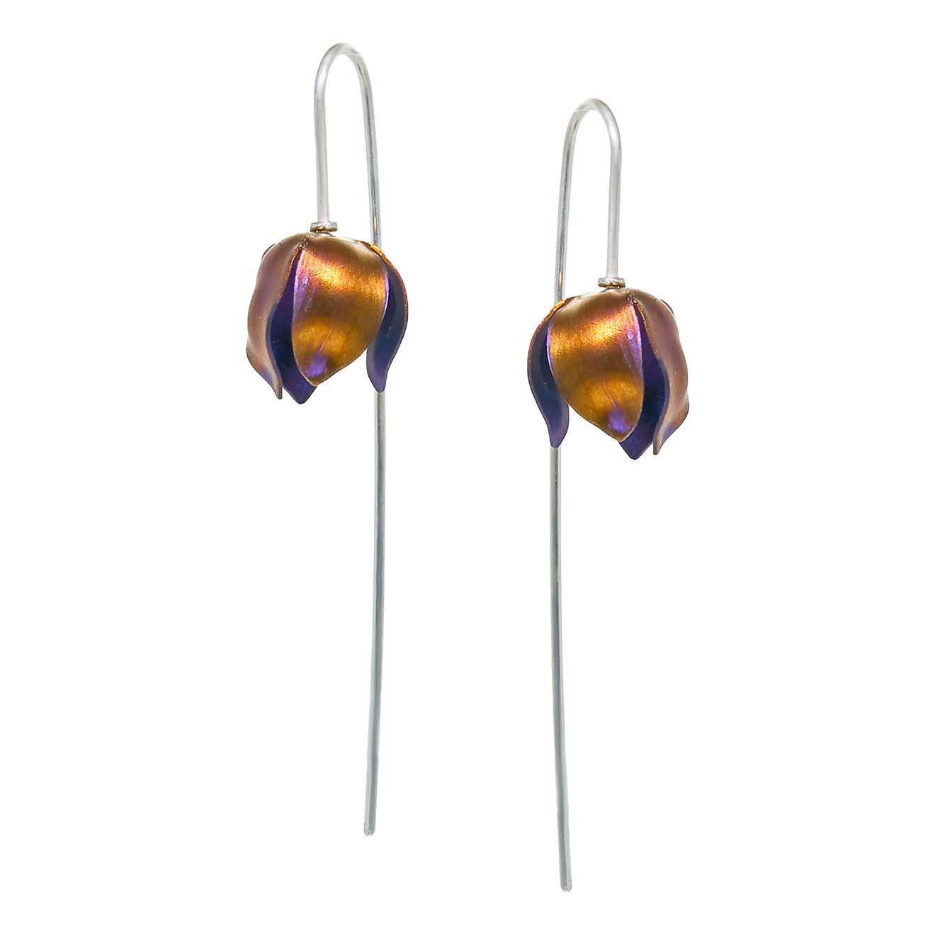 Серьги из титана с фиолетовыми колокольчиками