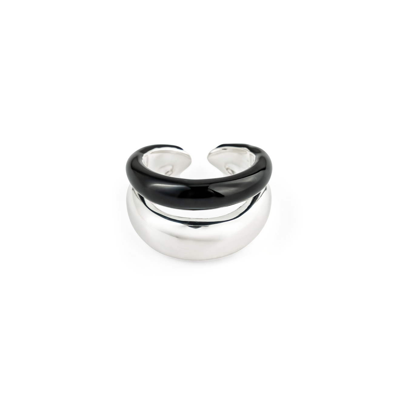 Philippe Audibert Кольцо Kyler с серебряным покрытием с черной эмалью philippe audibert кольцо neal ring с серебряным покрытием с черной эмалью