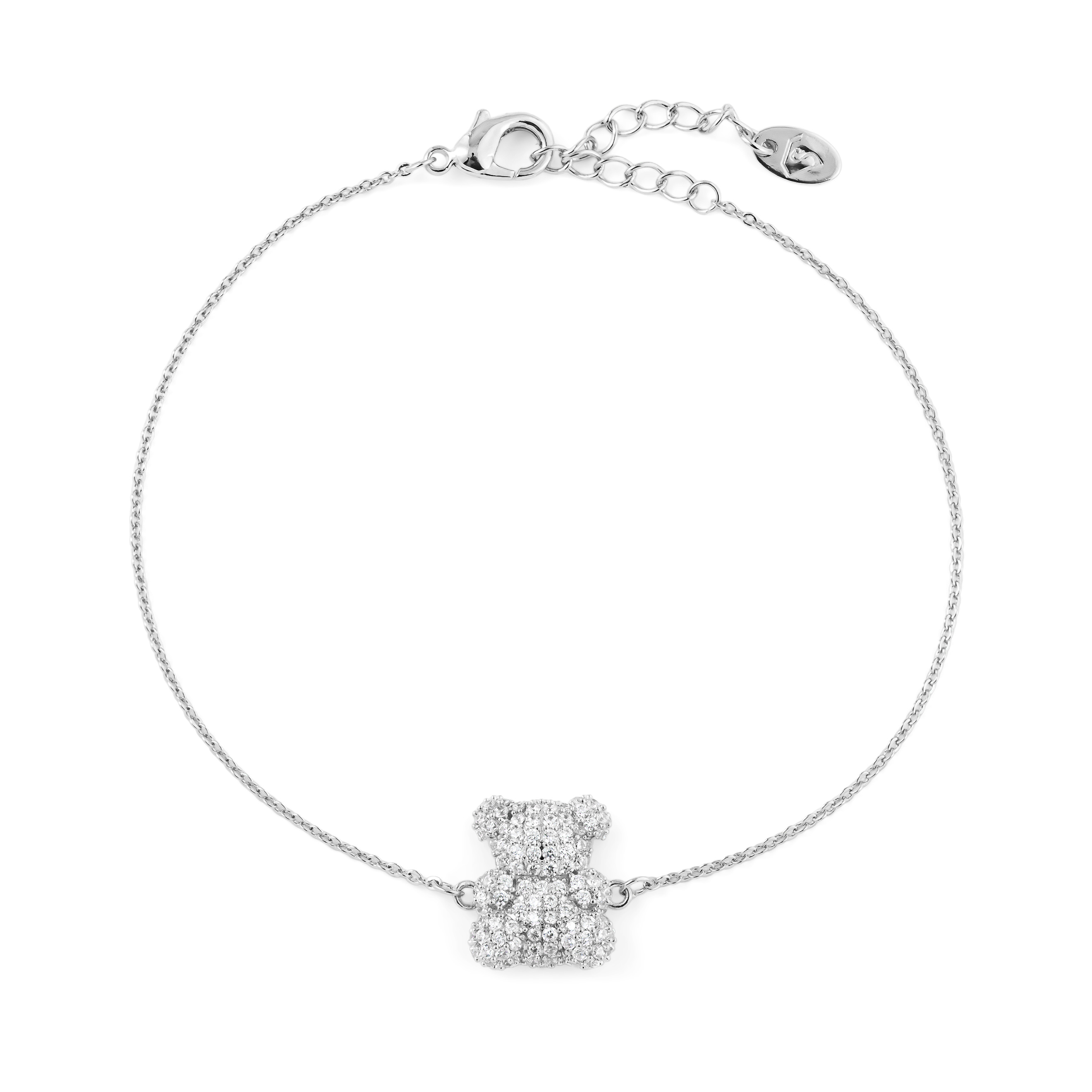 Silver bracelet with a bear in crystals