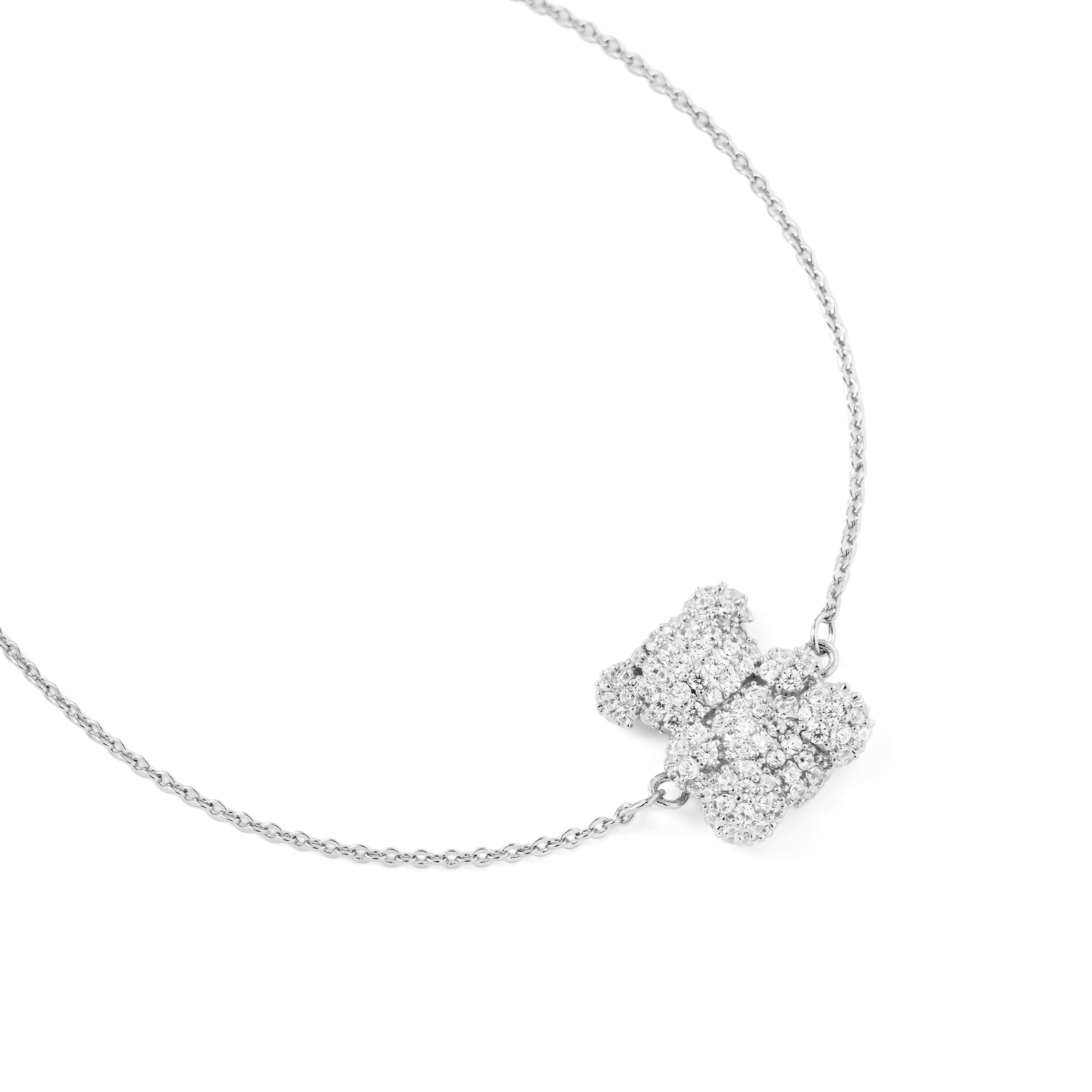 Silver bracelet with a bear in crystals