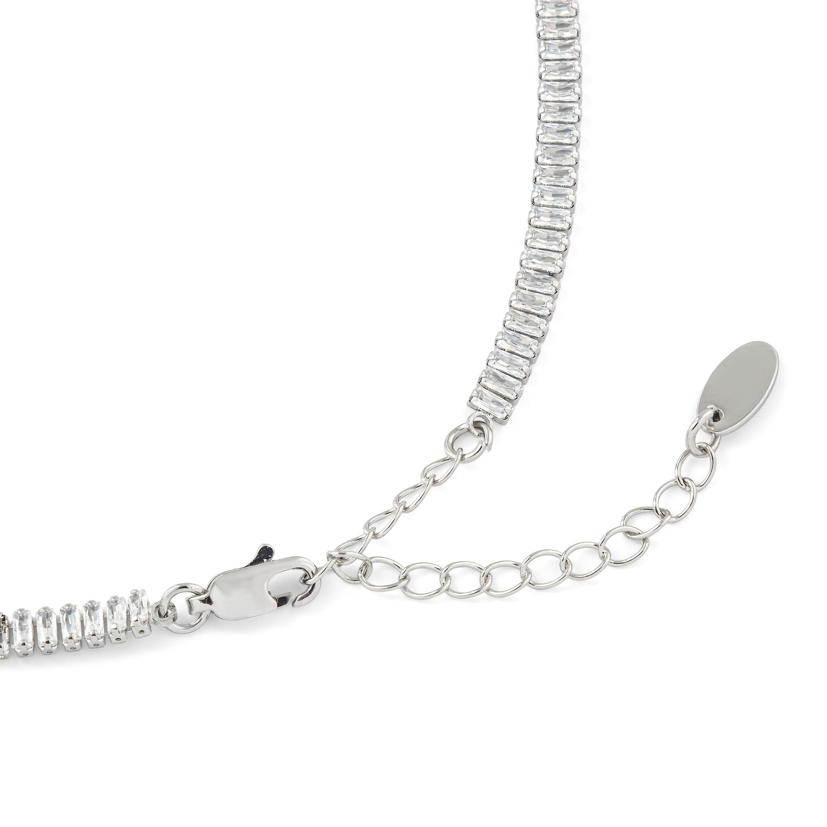 Silver necklace with white crystals