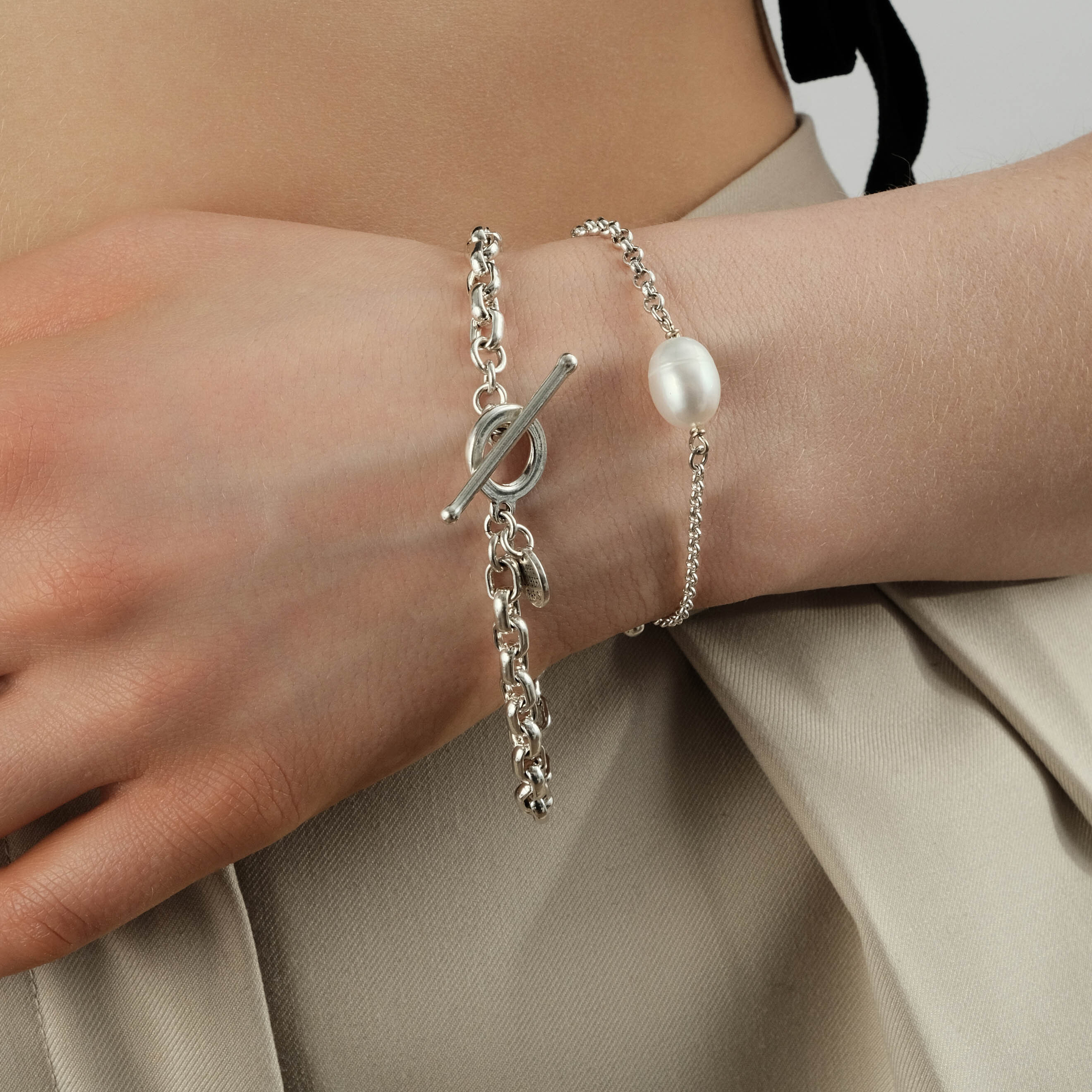 Bicolor silver-tone Nava bracelet