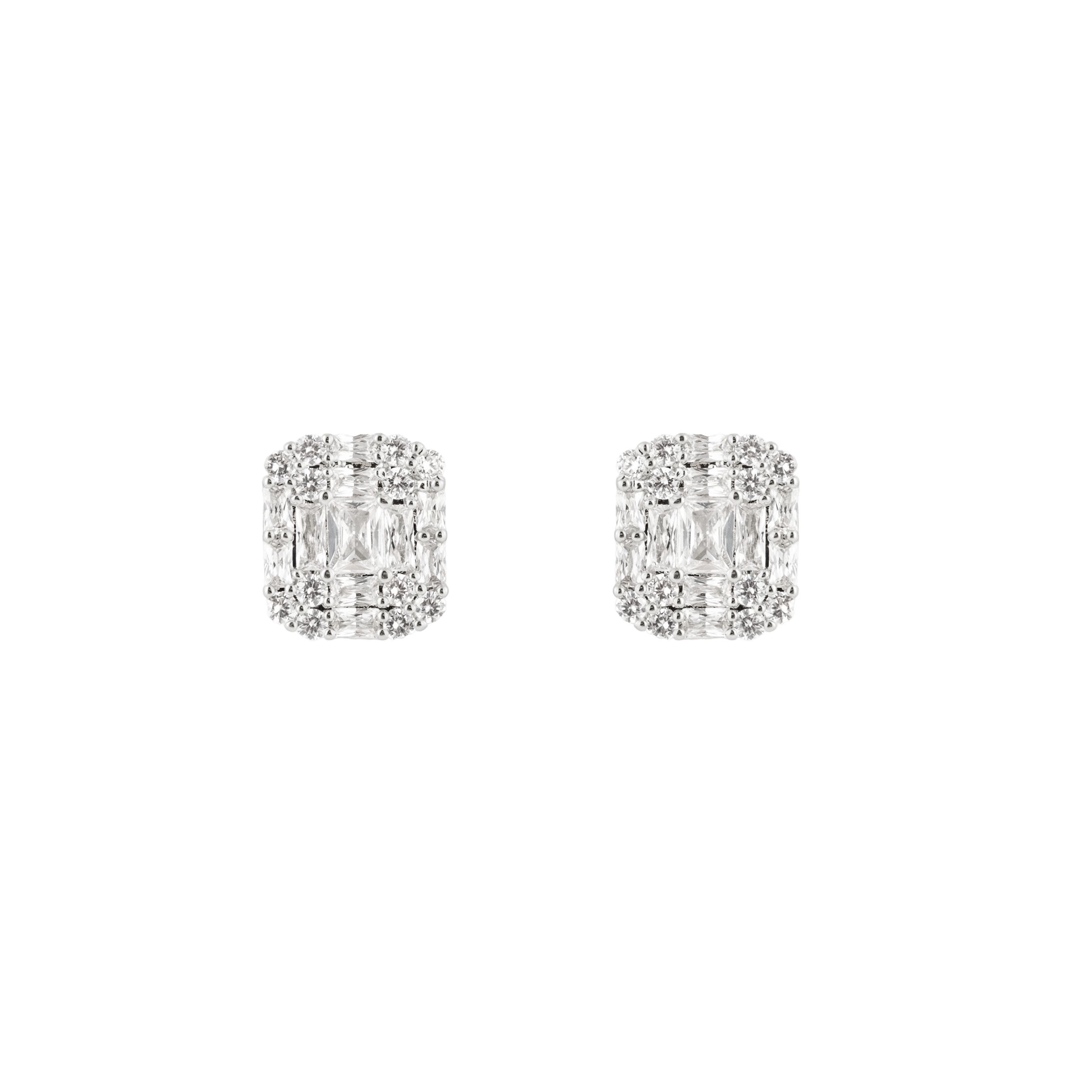 Silver Square Stud Earrings
