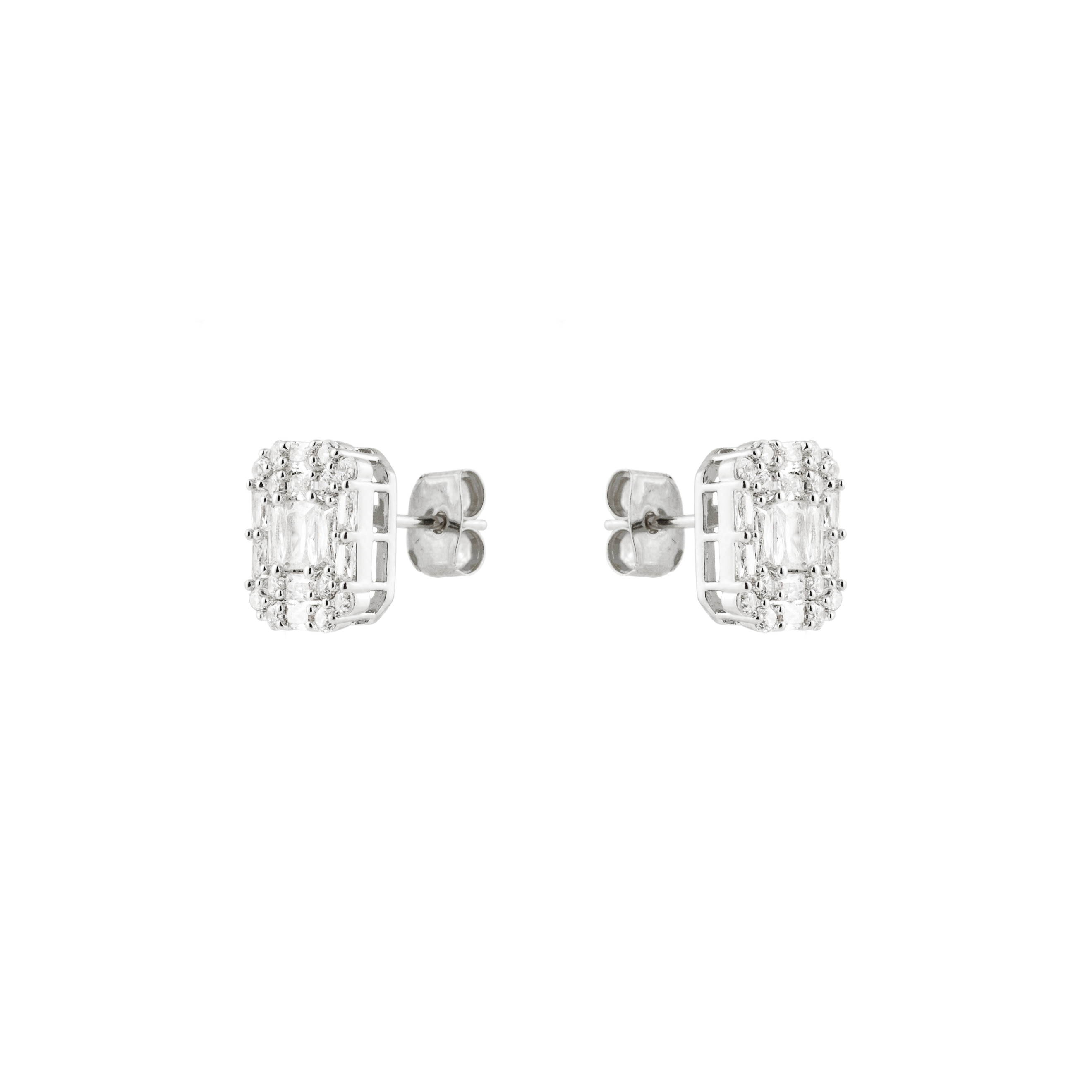 Silver Square Stud Earrings