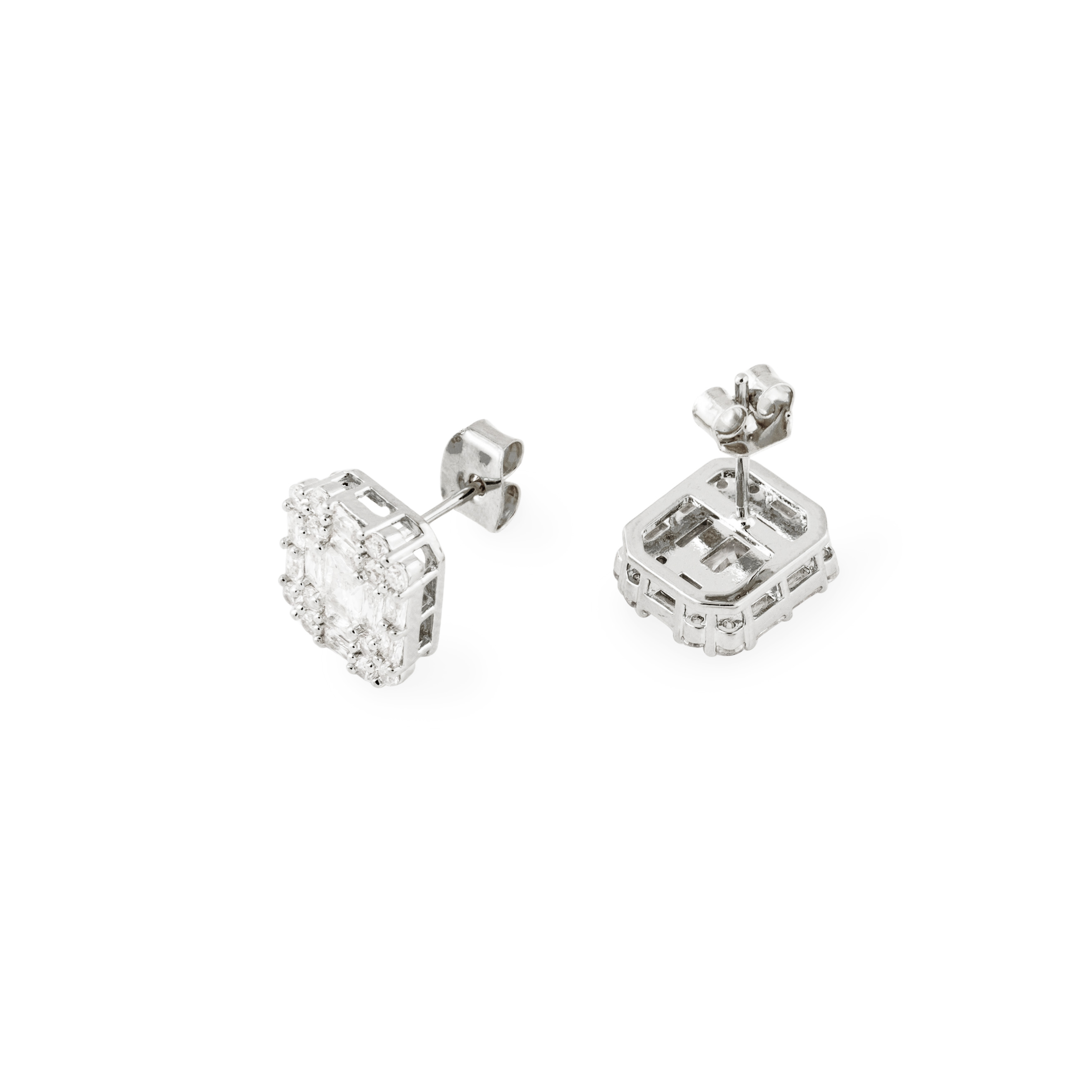 Silver Square Stud Earrings