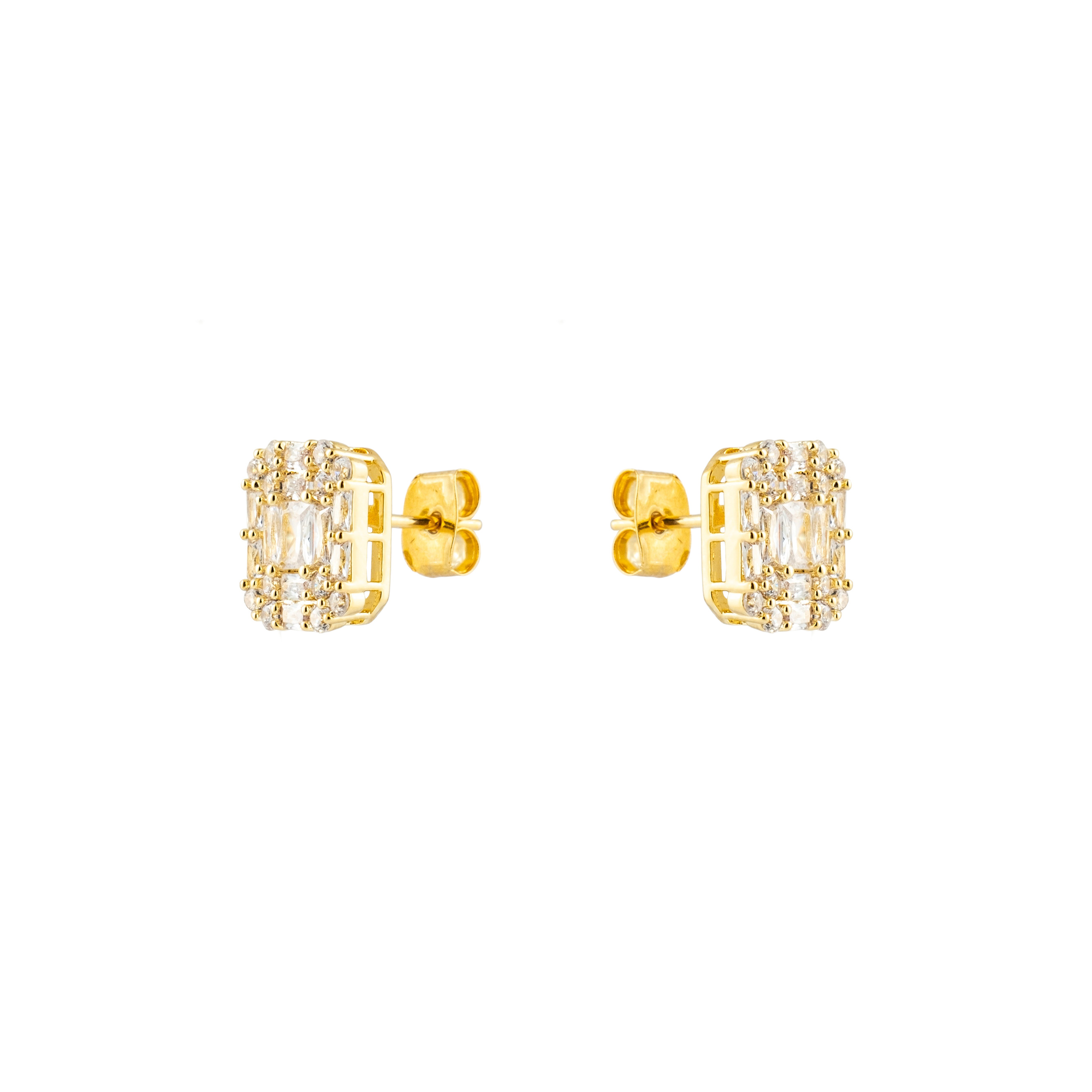 Golden Square Stud Earrings