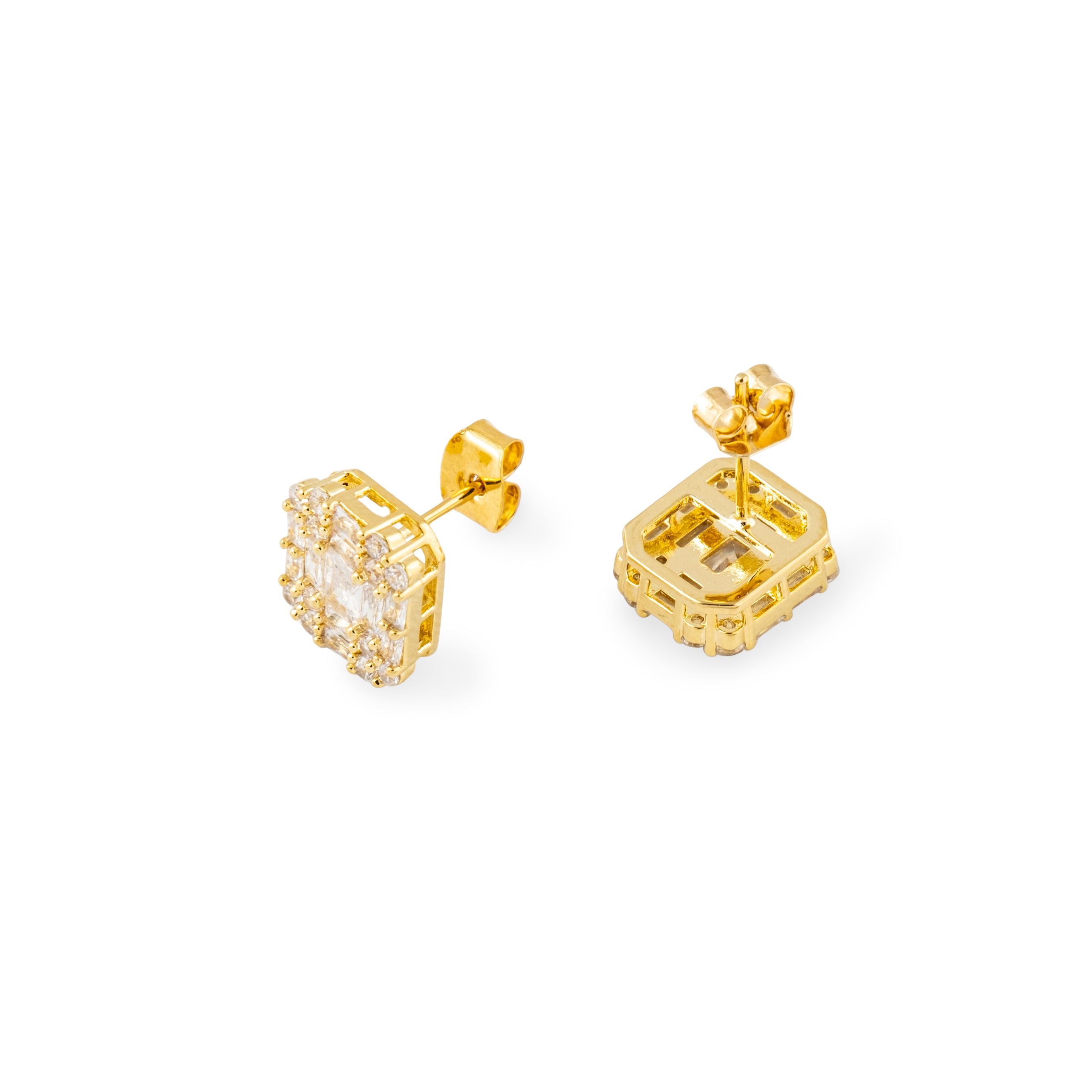 Golden Square Stud Earrings
