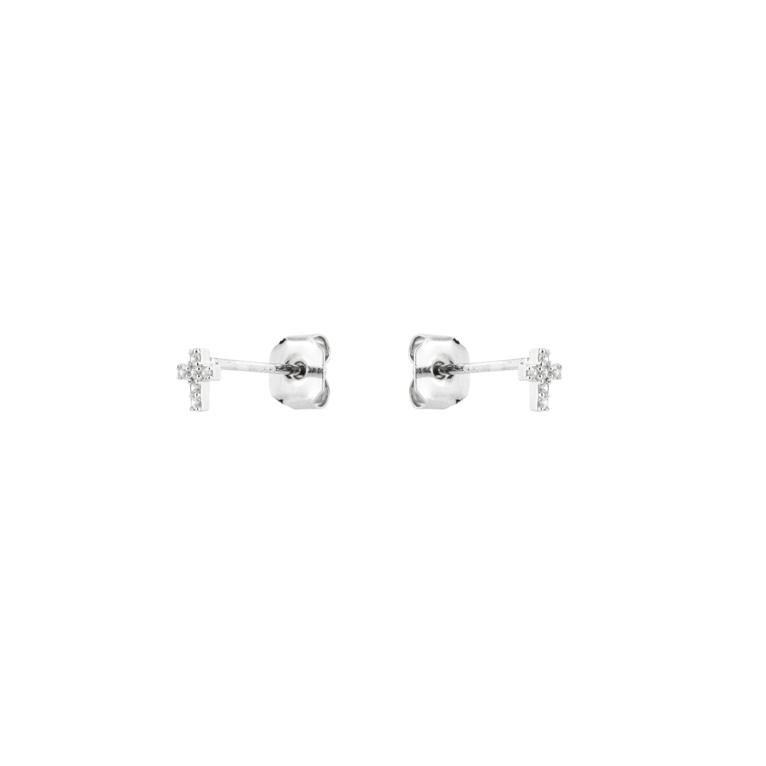 Silver stud earrings small cross